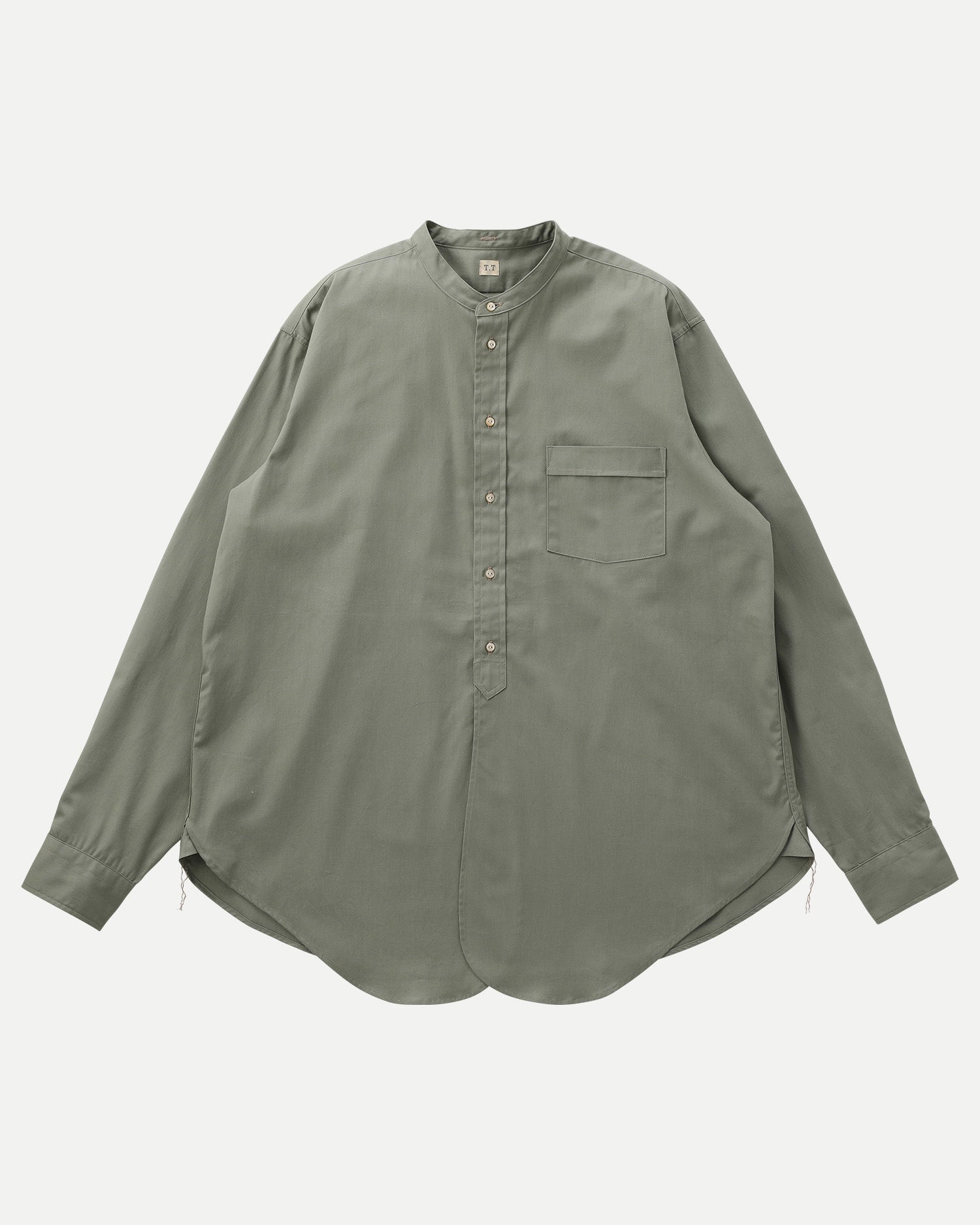 LOT.104 BAND COLLAR SHIRT - OLIVE GREEN