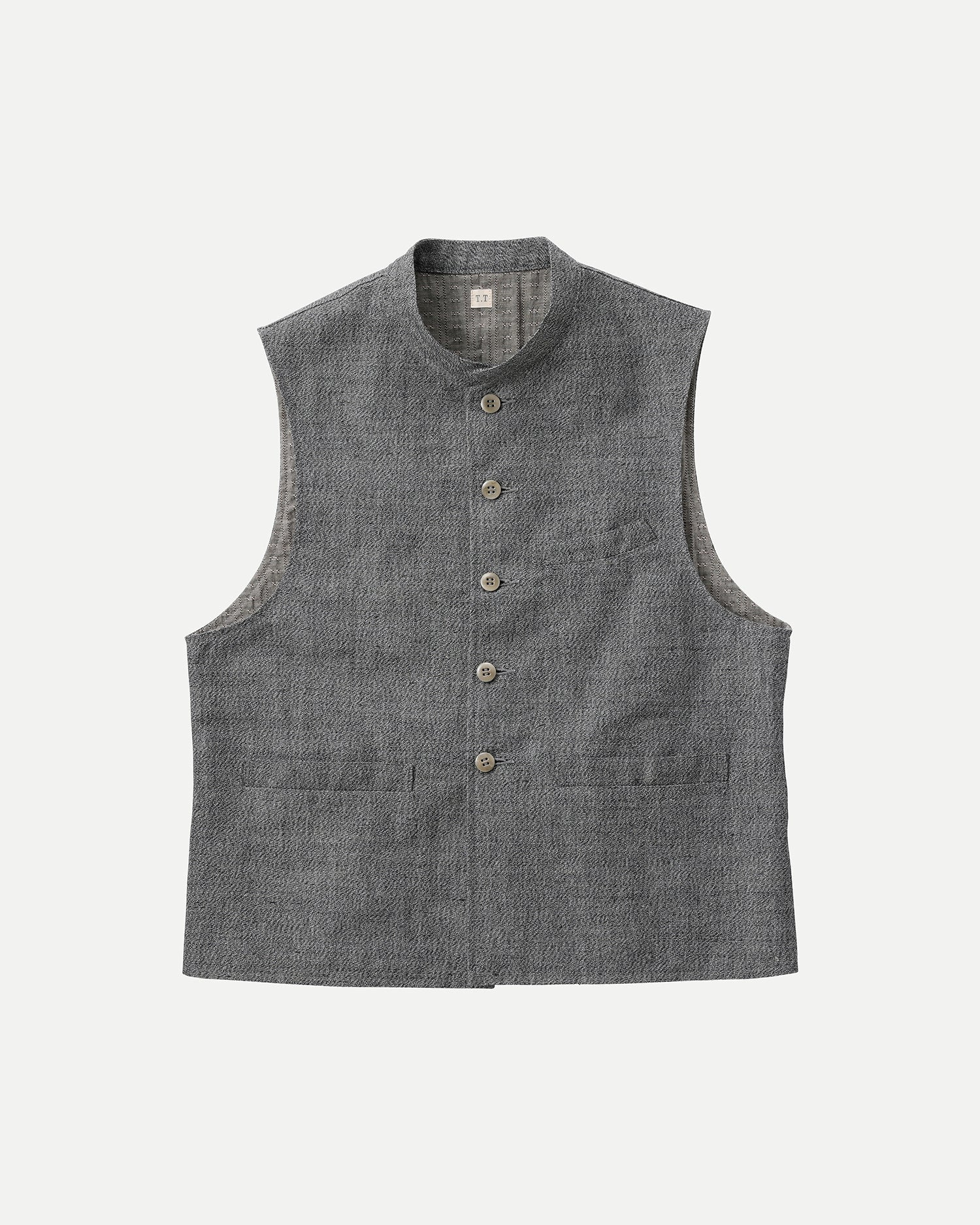 LOT.107 STAND COLLAR VEST - Melange Gray
