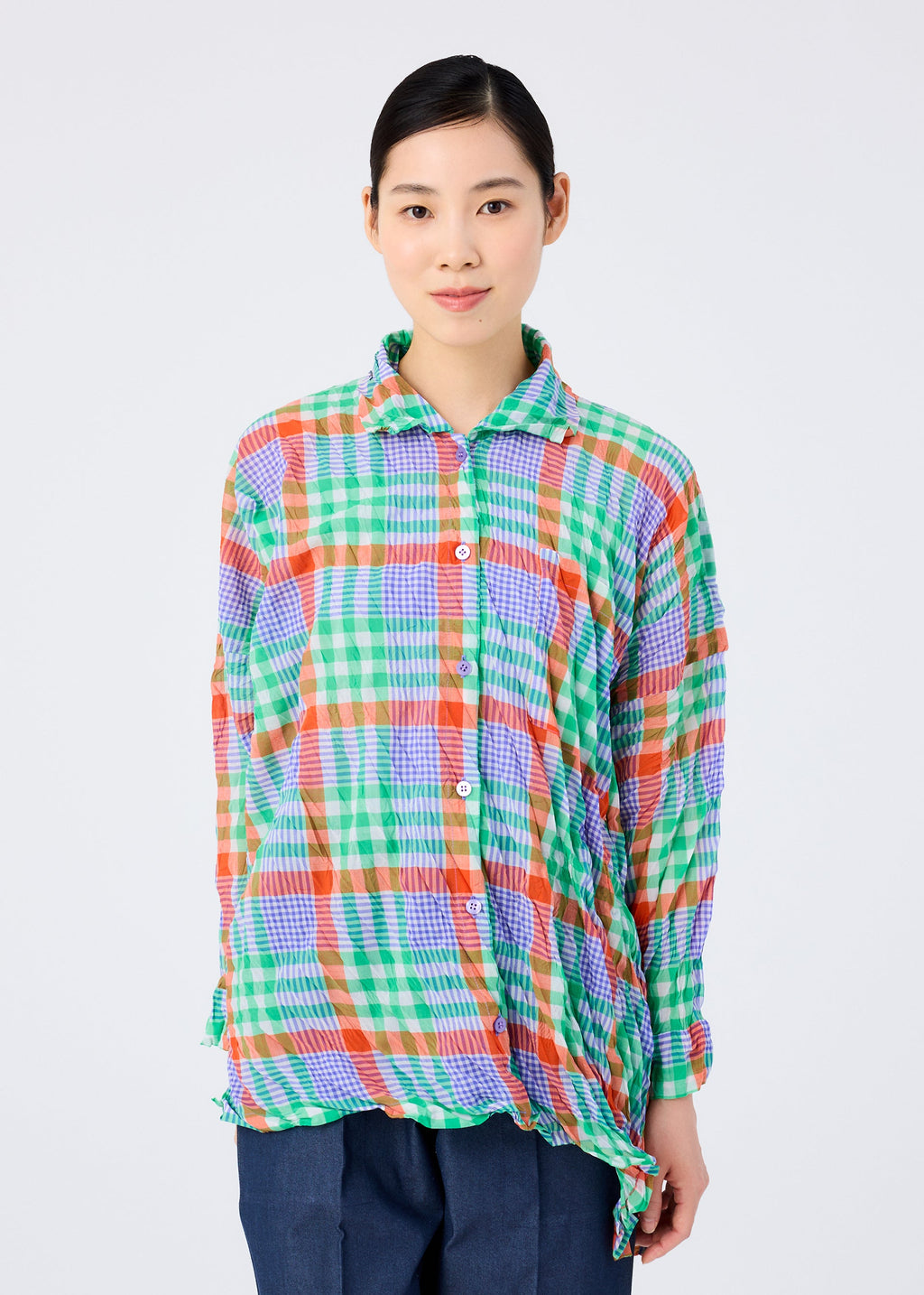 Check Whipped Pleats Shirt