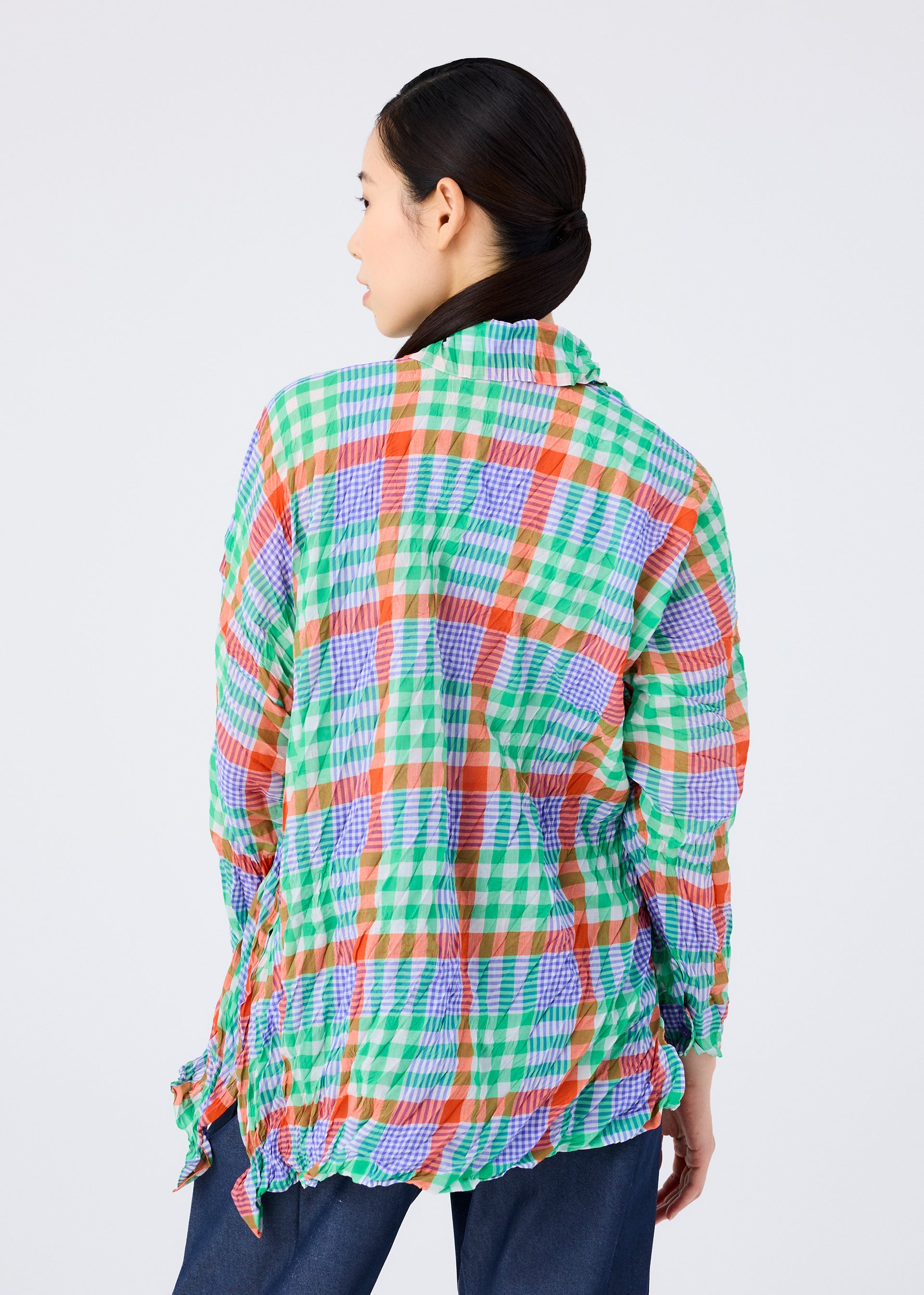 Check Whipped Pleats Shirt