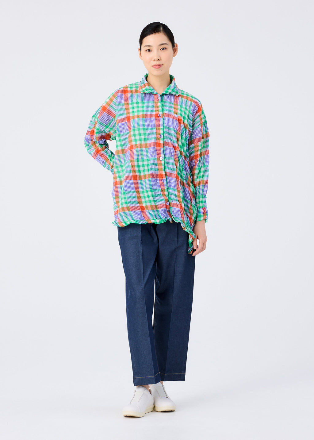 Check Whipped Pleats Shirt