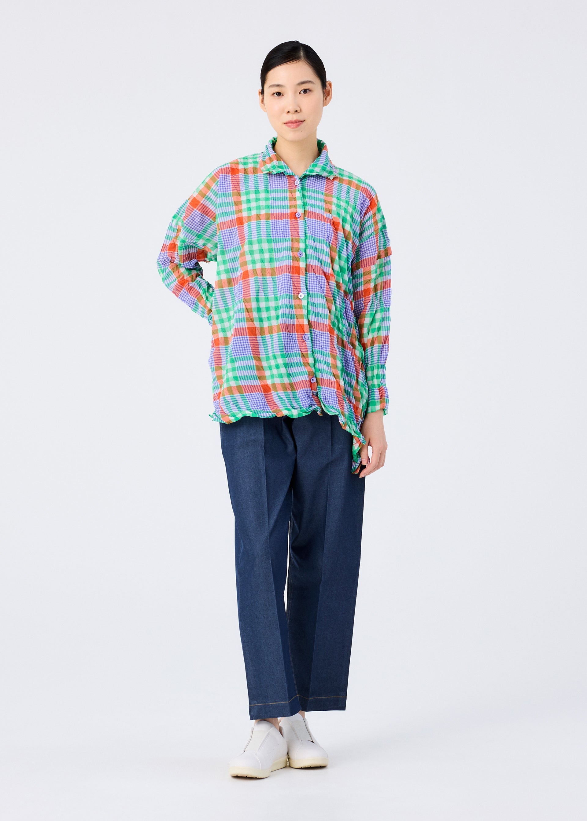 Check Whipped Pleats Shirt