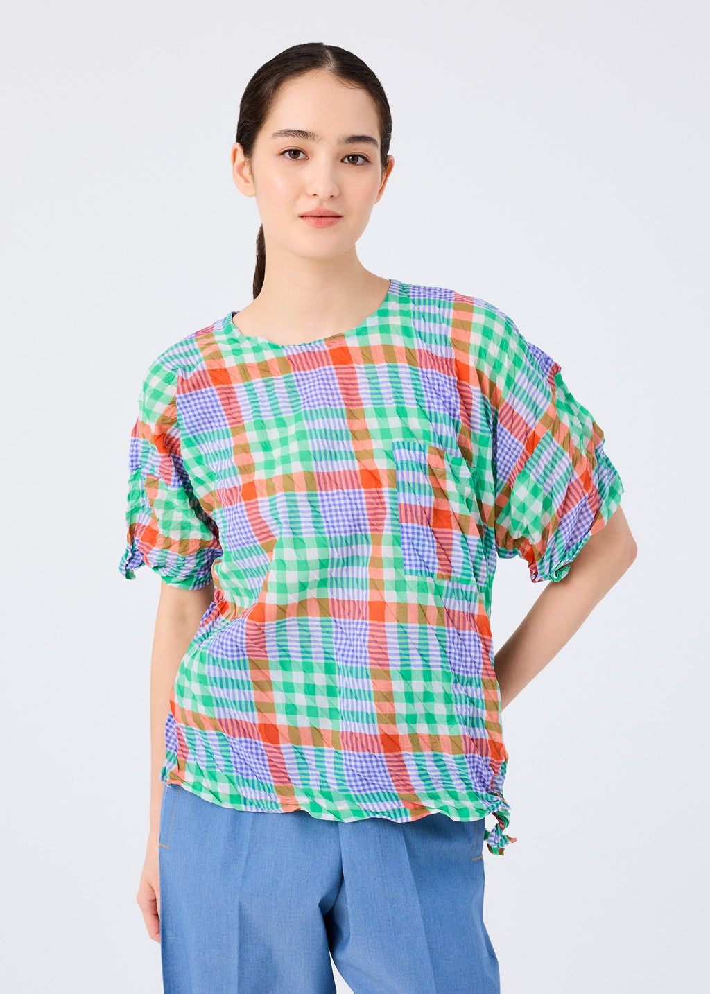 Check Whipped Pleats Shirt