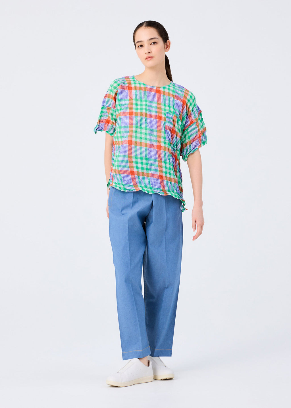 Check Whipped Pleats Shirt