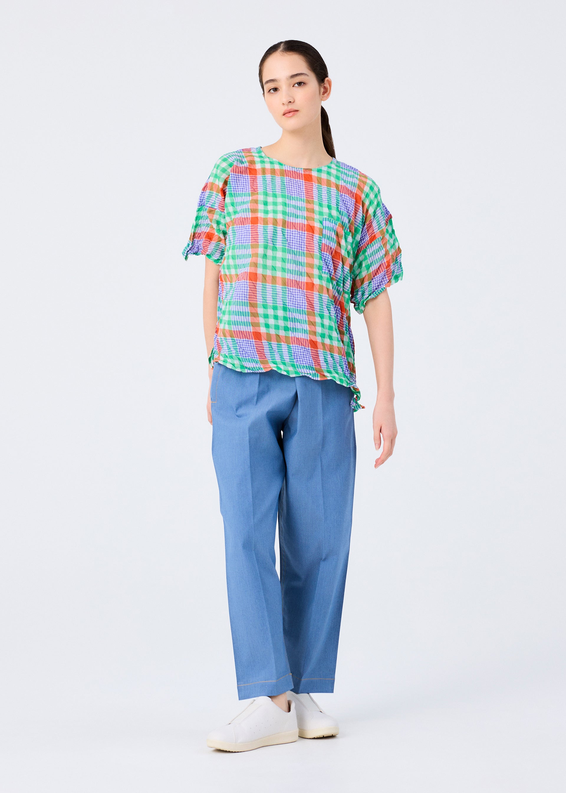 Check Whipped Pleats Shirt