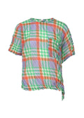 Check Whipped Pleats Shirt - ORANGE MIX