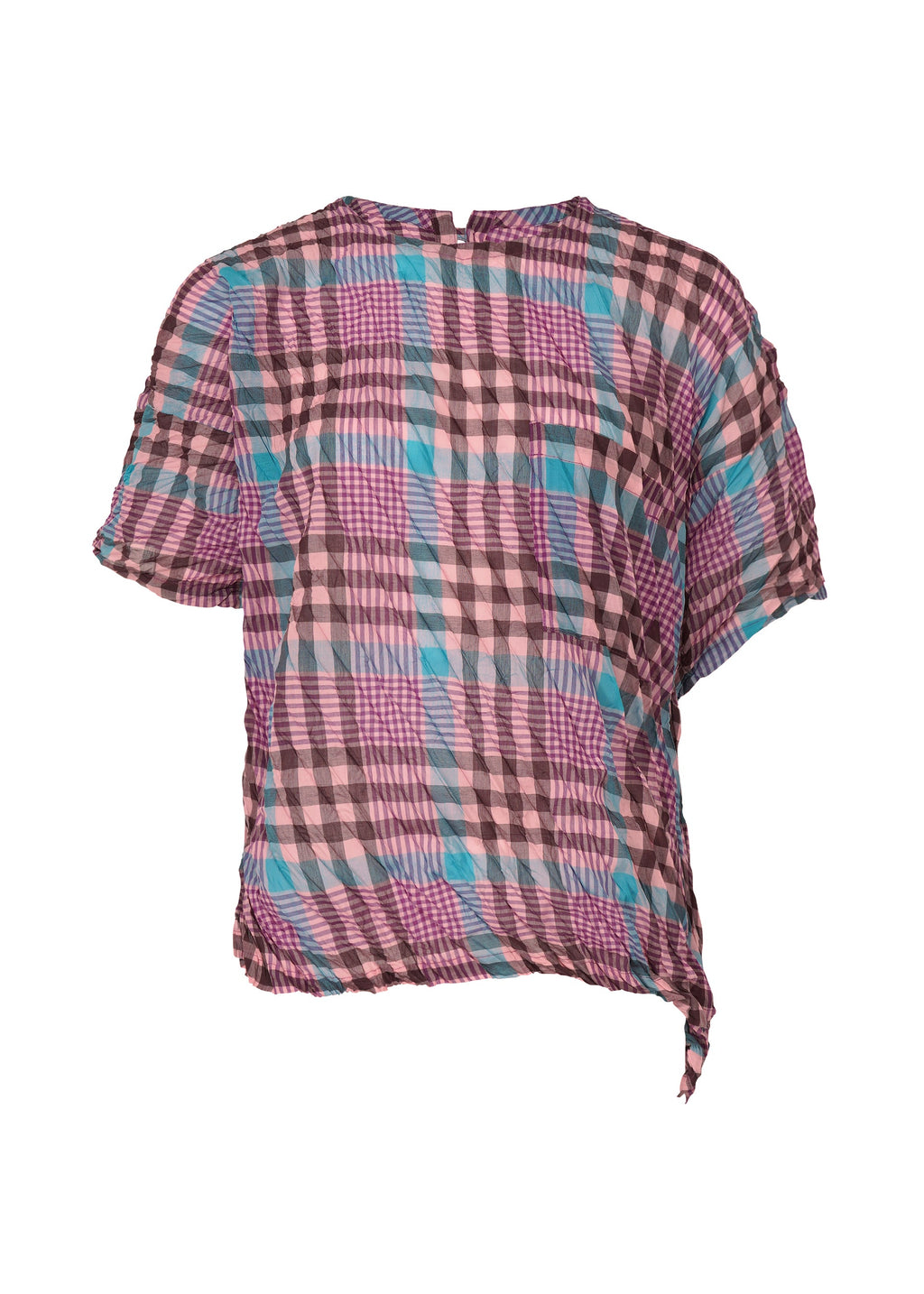 Check Whipped Pleats Shirt - BLUE MIX
