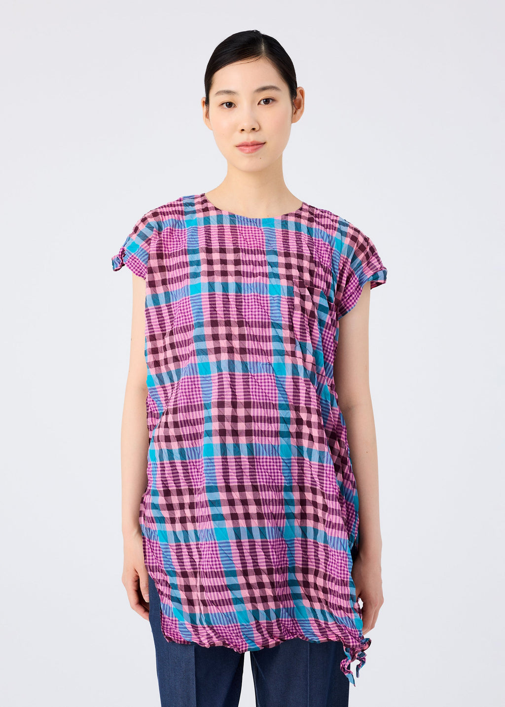 Check Whipped Pleats Shirt