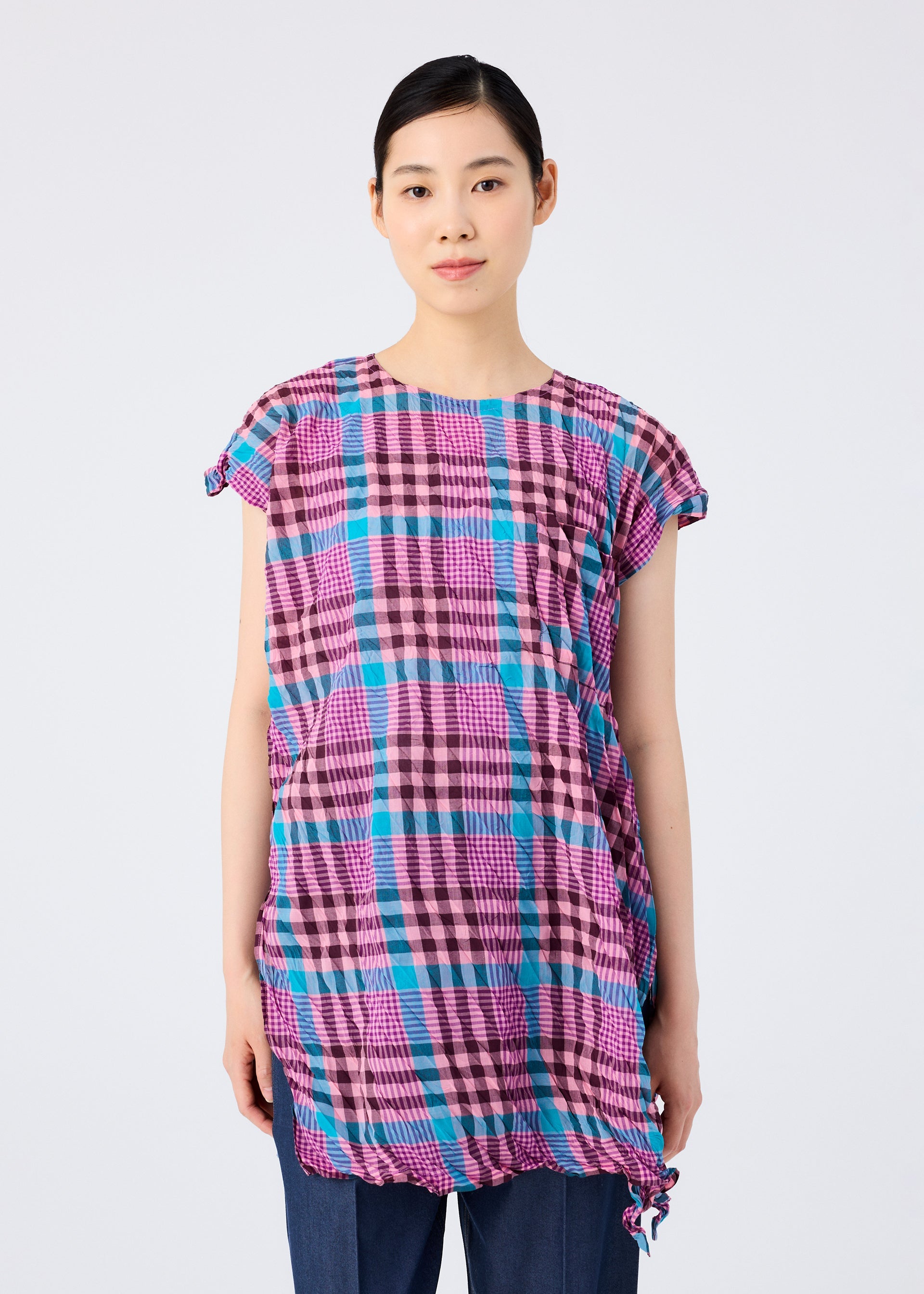 Check Whipped Pleats Shirt