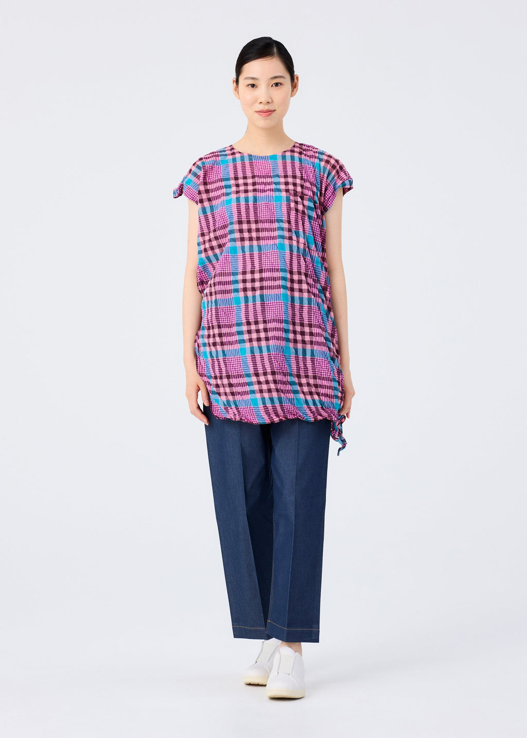 Check Whipped Pleats Shirt