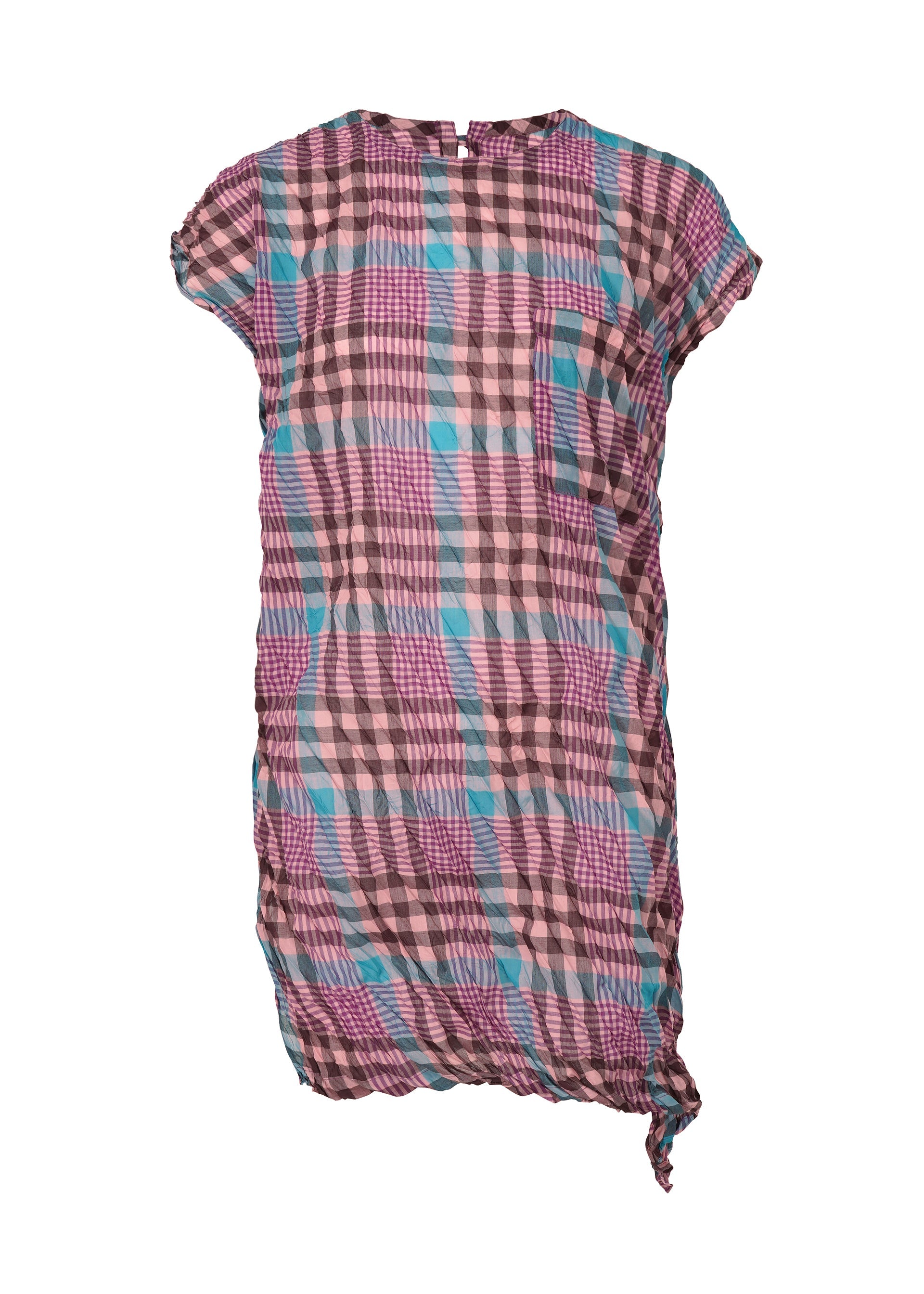 Check Whipped Pleats Shirt - BLUE MIX