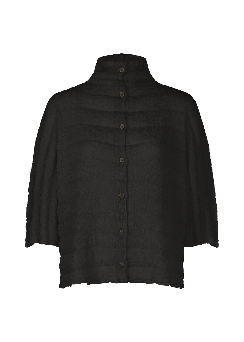 Ripple See-Through Crepe - BLACK
