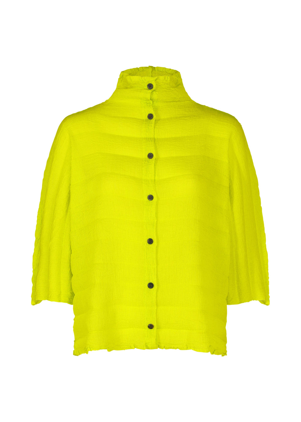 Ripple See-Through Crepe - LIME YELLOW