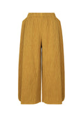 Mix Fine Knit Pleats Bottom - YELLOW-HUED