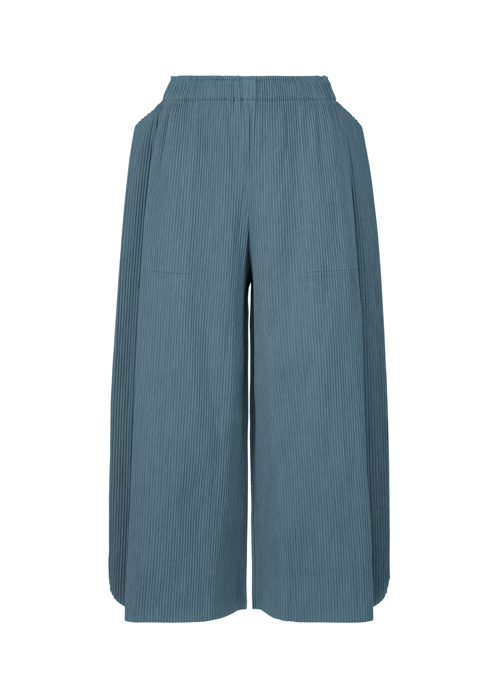 Mix Fine Knit Pleats Bottom - BLUE-HUED