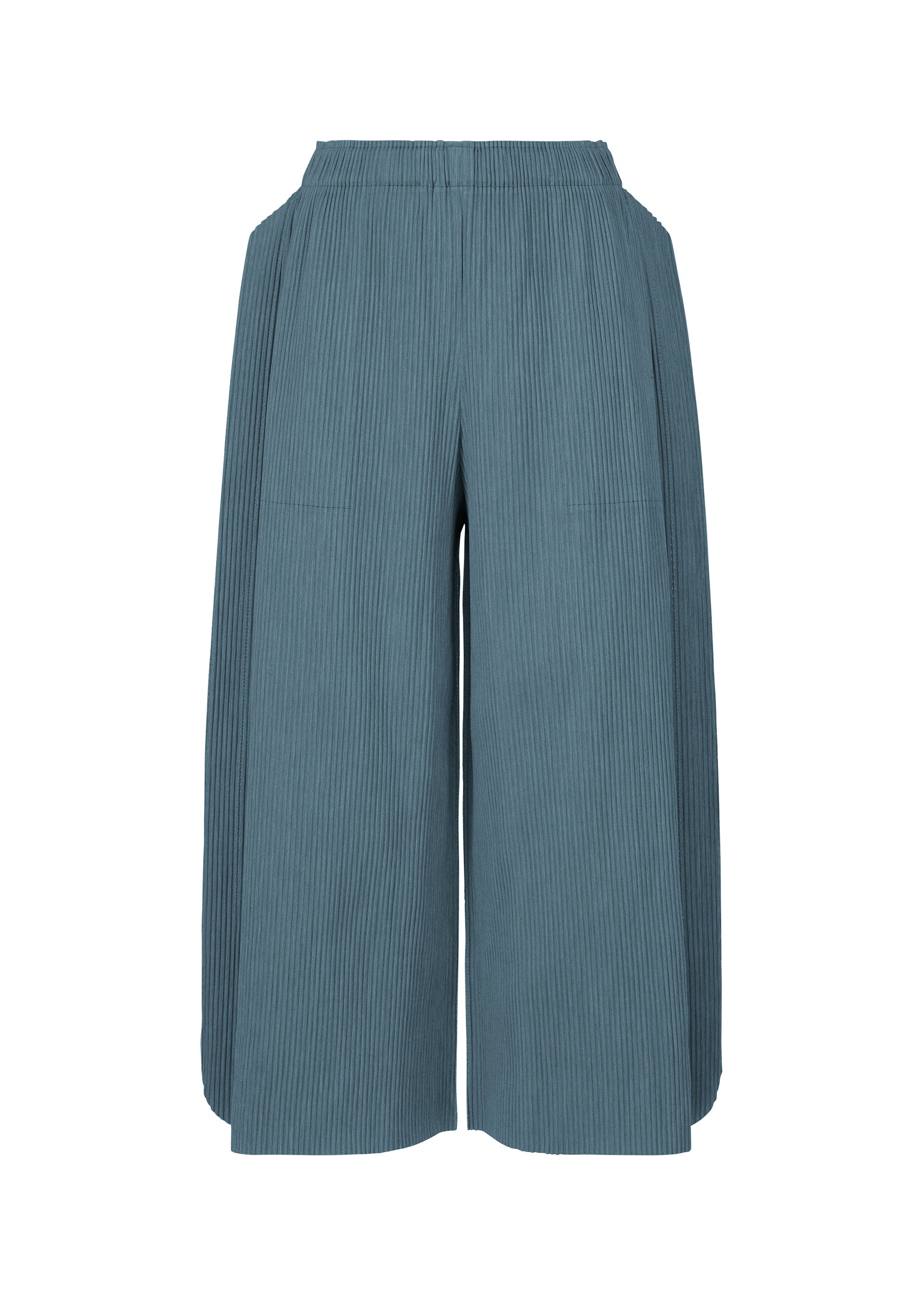Mix Fine Knit Pleats Bottom - BLUE-HUED