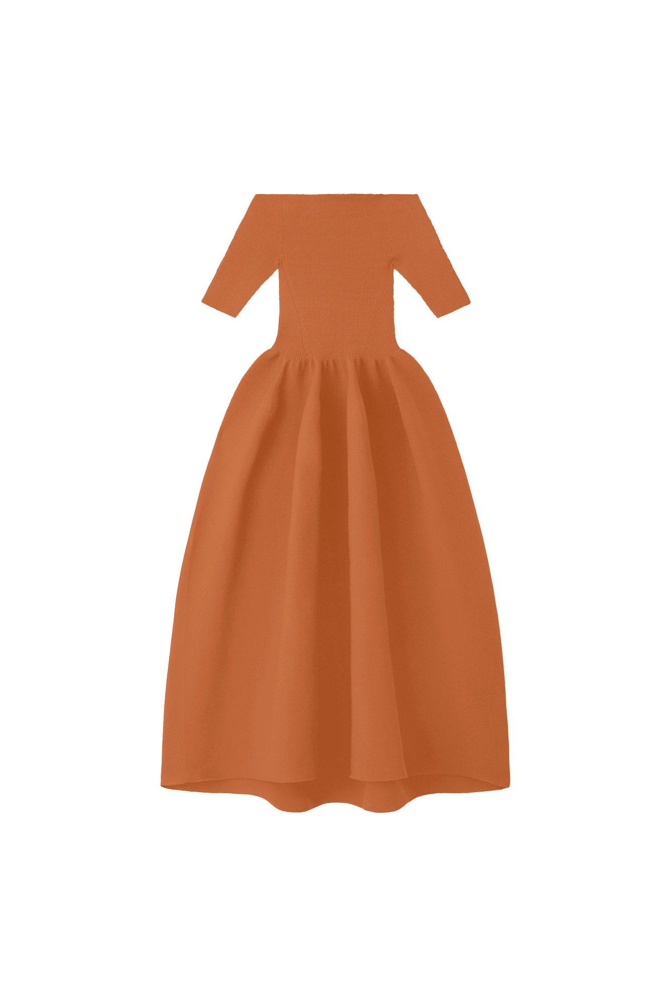 POTTERY HS OFF SHOULDER SHORT SLEEVE DRESS - ORANGE OCHRE