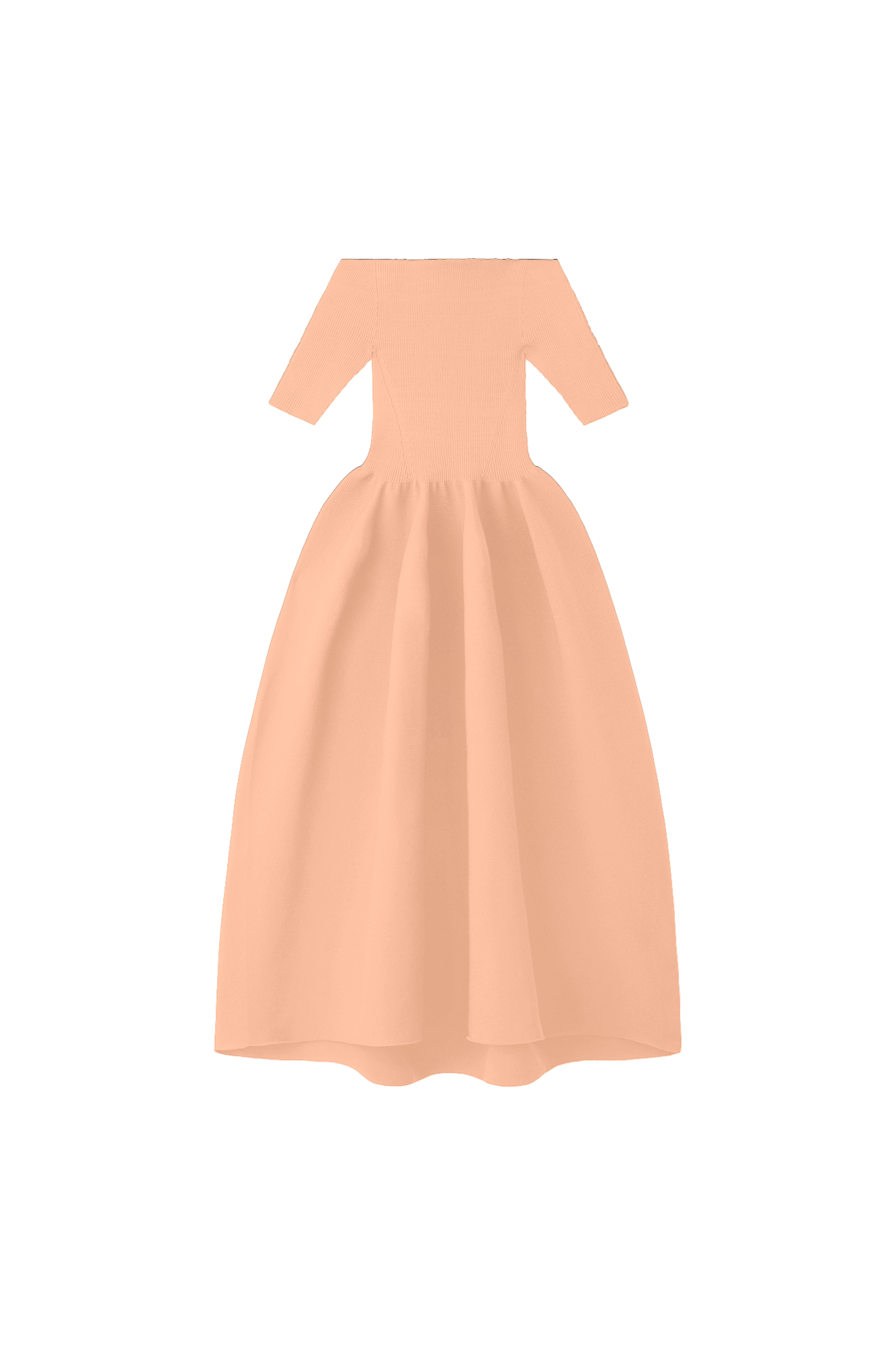 POTTERY HS OFF SHOULDER SHORT SLEEVE DRESS - PEACH
