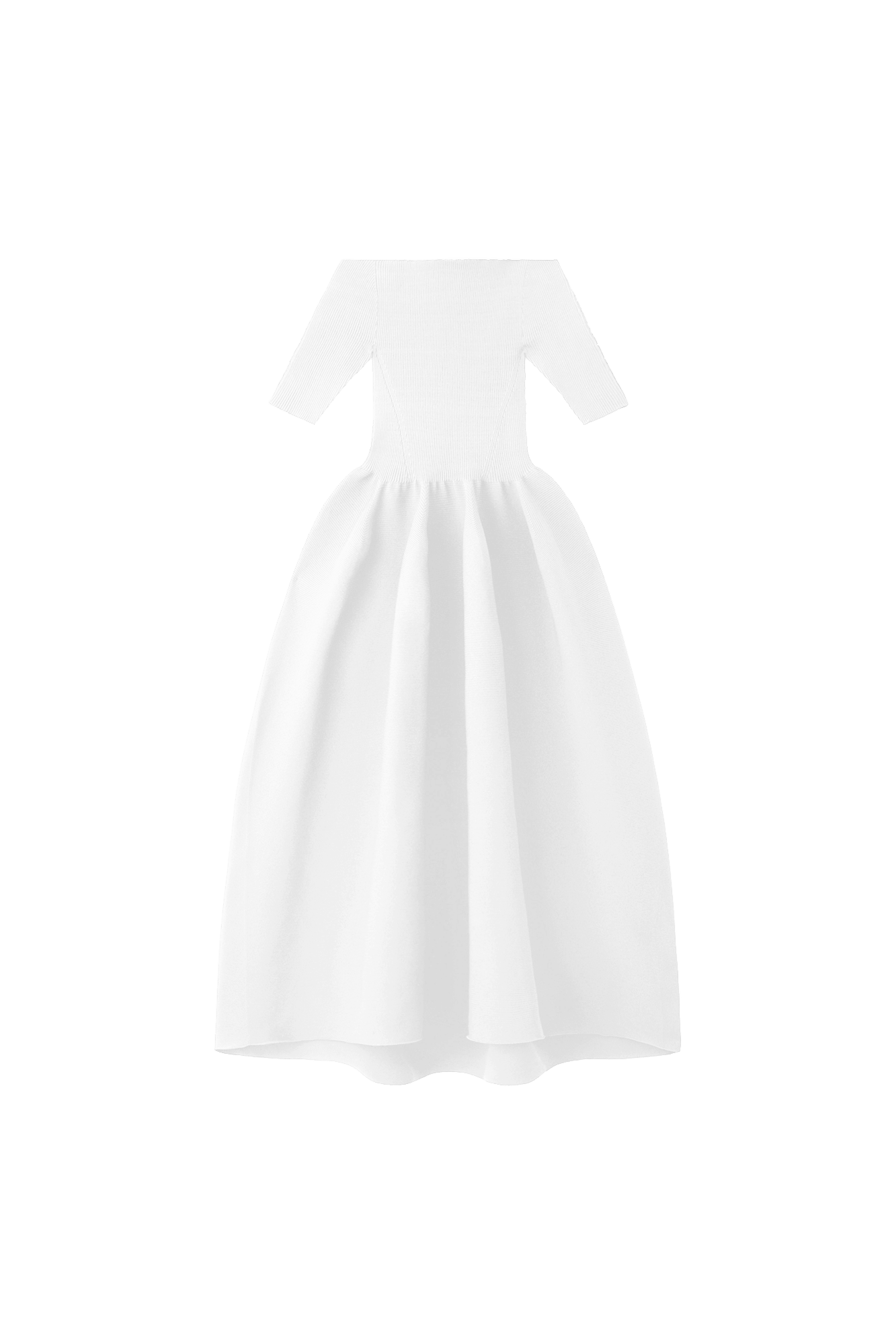 POTTERY HS OFF SHOULDER SHORT SLEEVE DRESS - WHITE