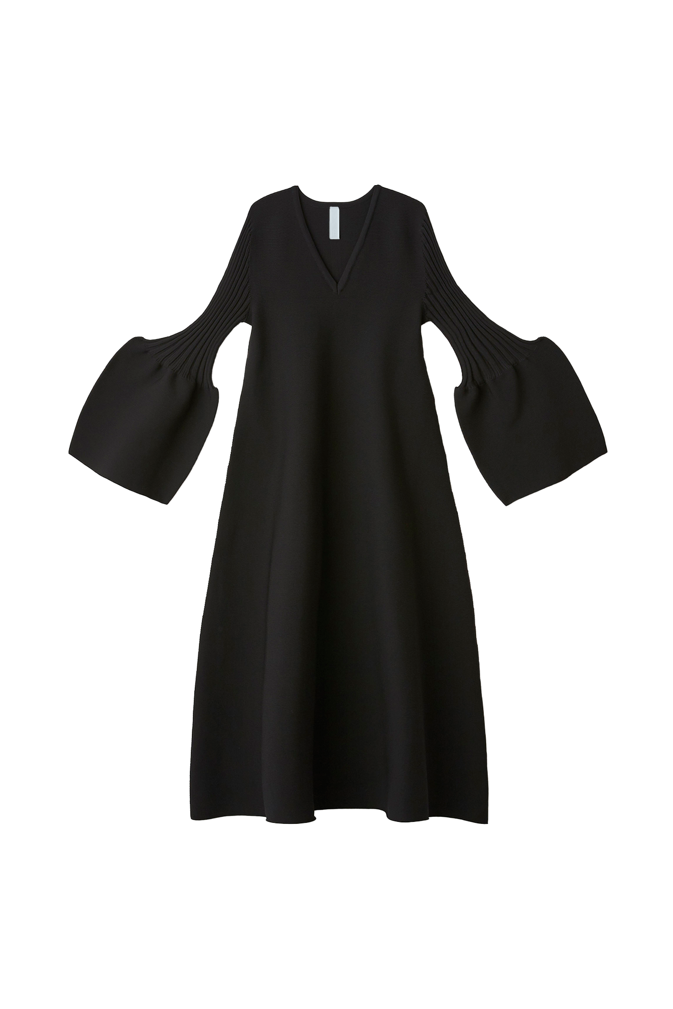 POTTERY LONG BELL SLEEVE FLARE DRESS - BLACK