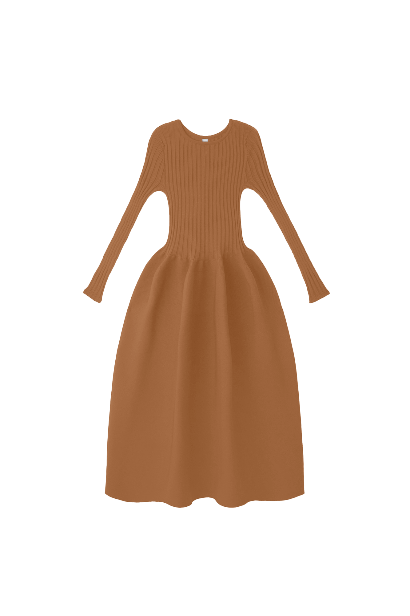 POTTERY LONG SLEEVE DRESS - SADDLE BROWN
