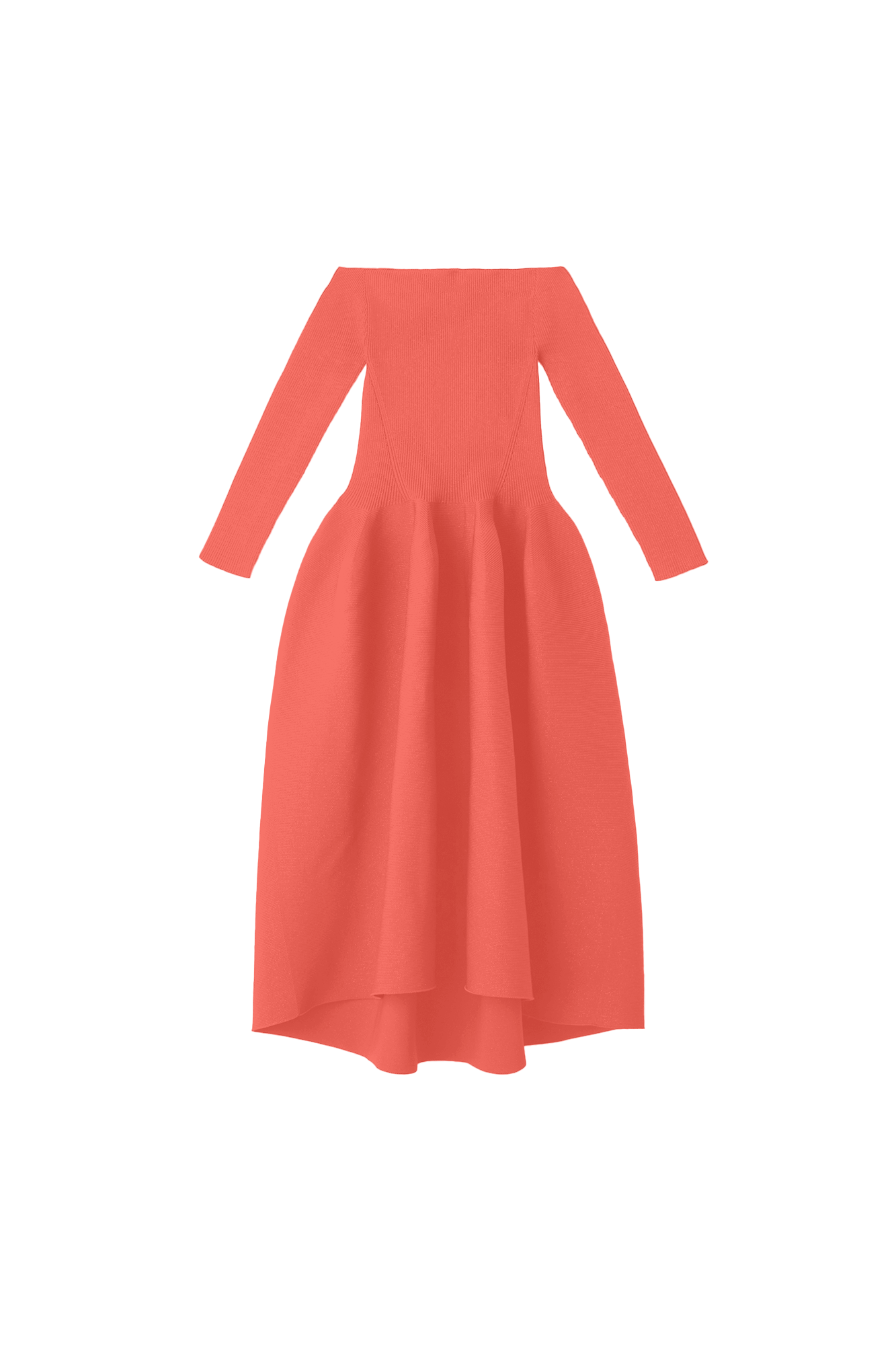 POTTERY HS OFF SHOULDER LONG SLEEVE DRESS - CORAL PINK
