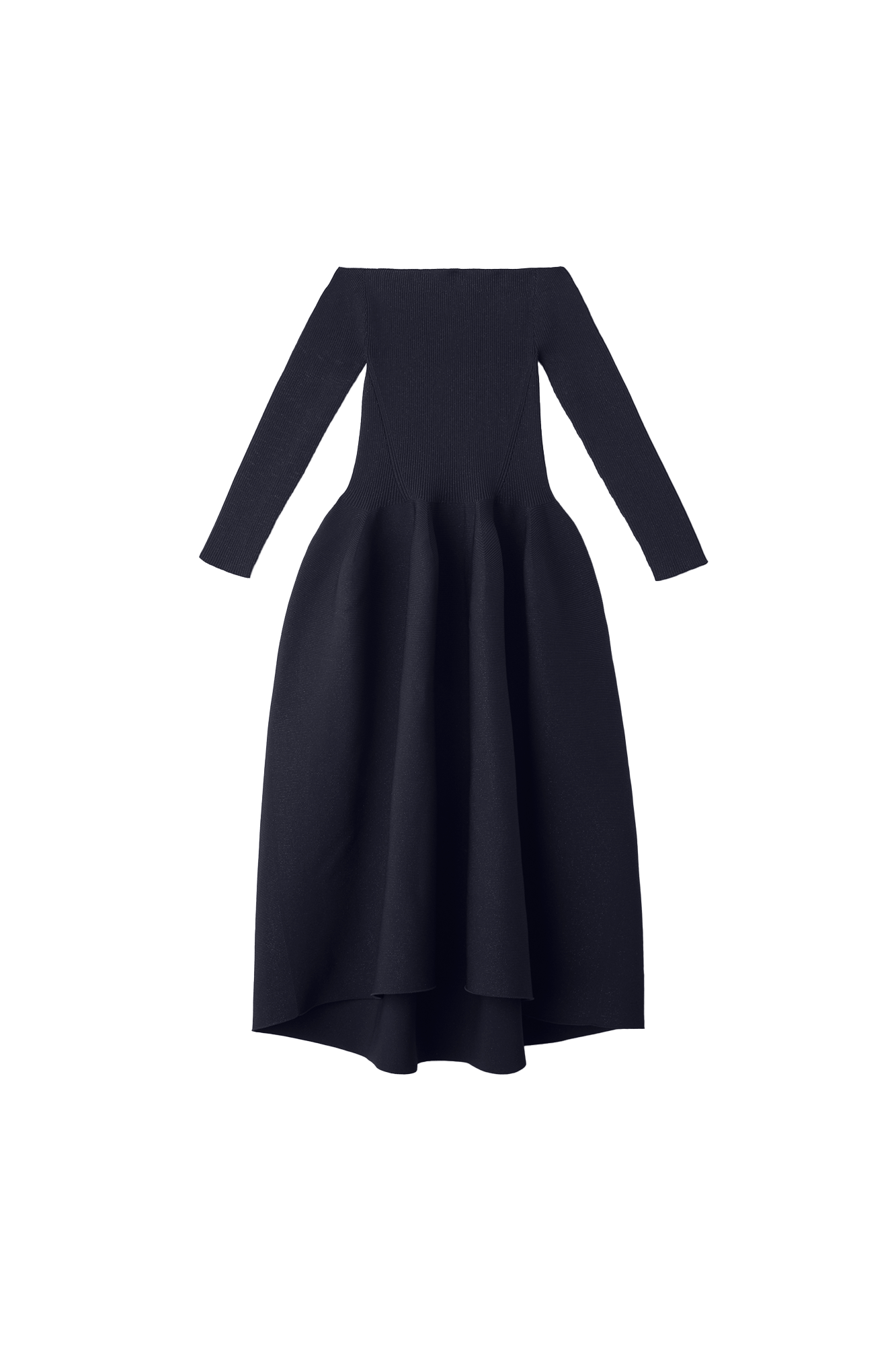 POTTERY HS OFF SHOULDER LONG SLEEVE DRESS - NAVY