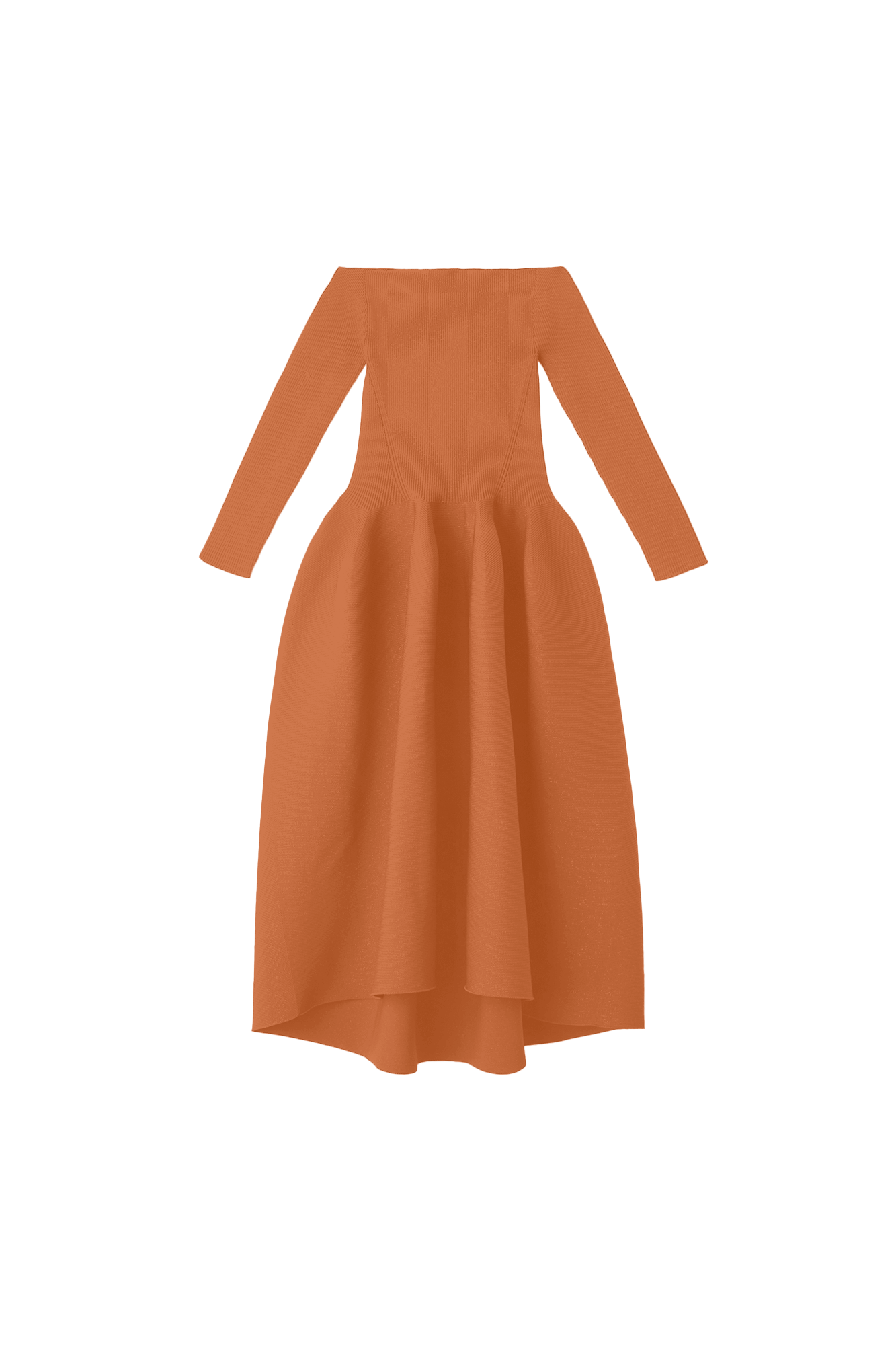 POTTERY HS OFF SHOULDER LONG SLEEVE DRESS - ORANGE OCHRE