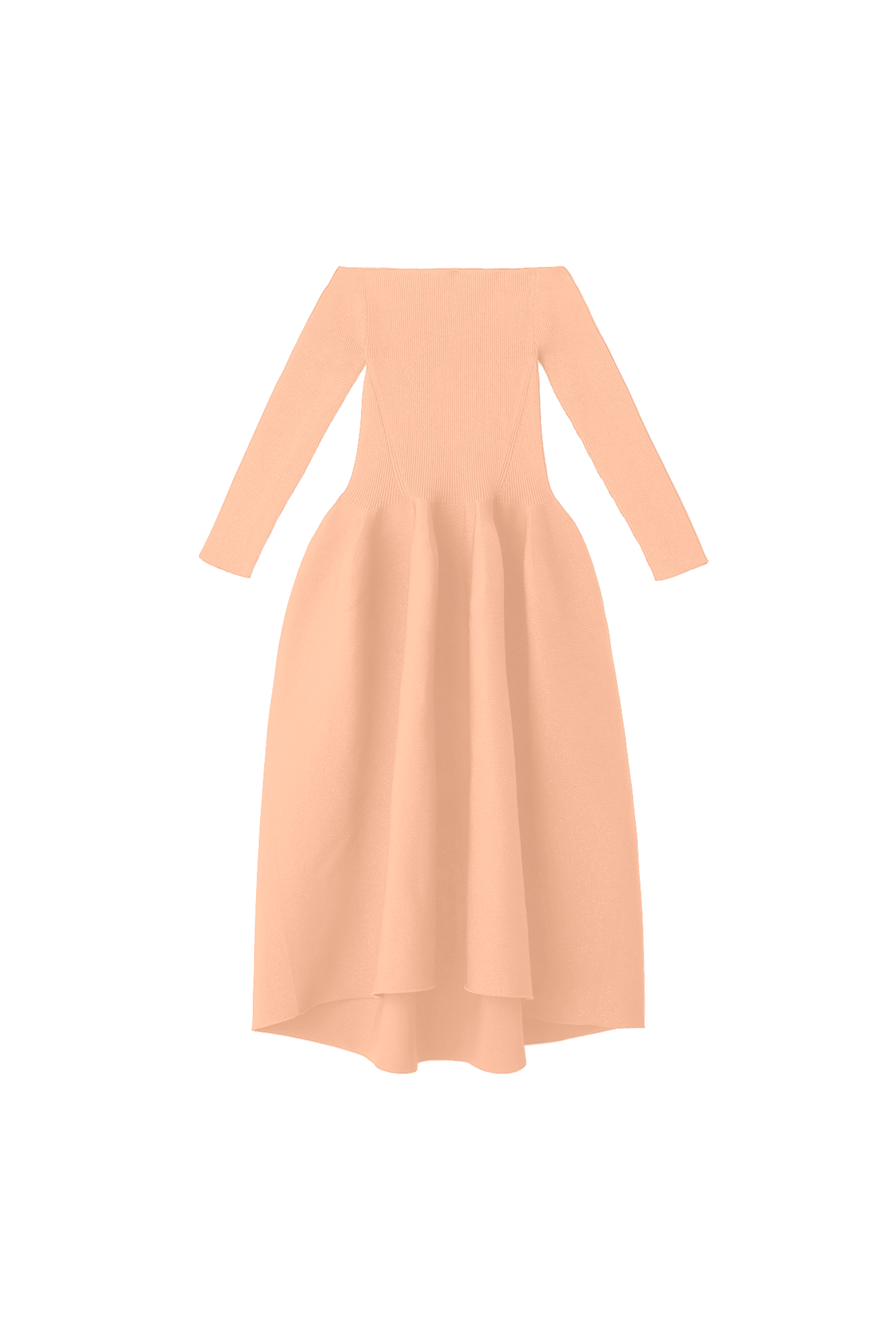POTTERY HS OFF SHOULDER LONG SLEEVE DRESS - PEACH