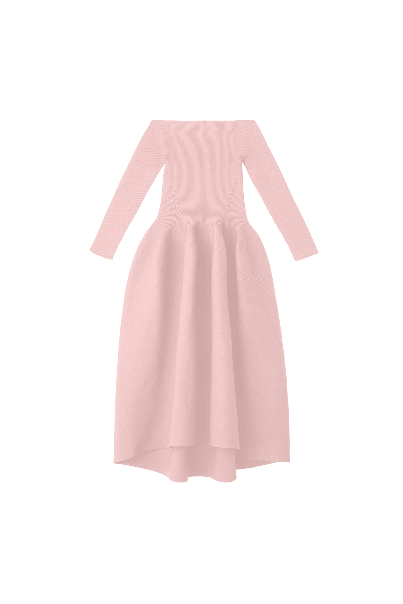POTTERY HS OFF SHOULDER LONG SLEEVE DRESS - TEA ROSE