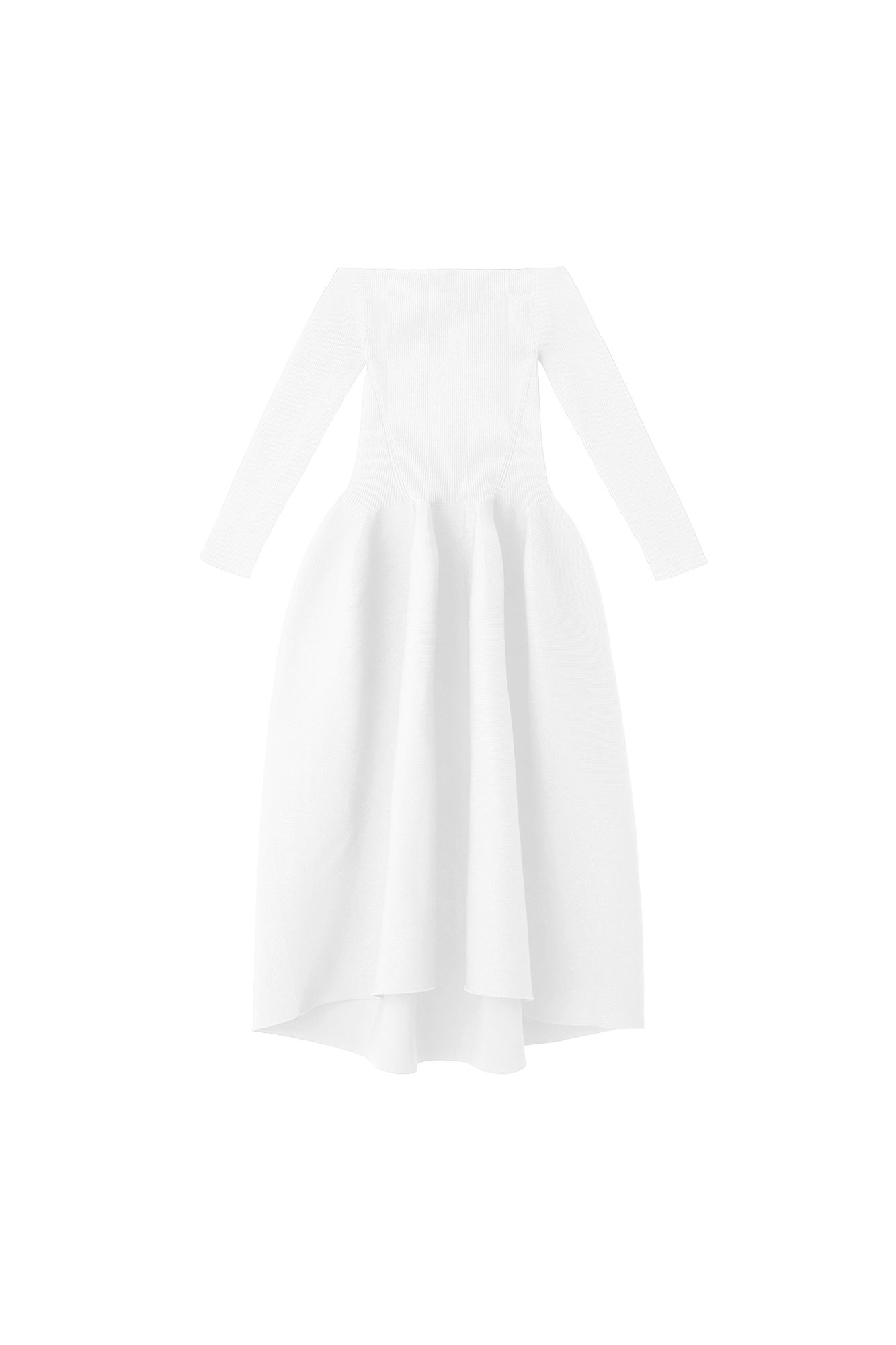 POTTERY HS OFF SHOULDER LONG SLEEVE DRESS - WHITE