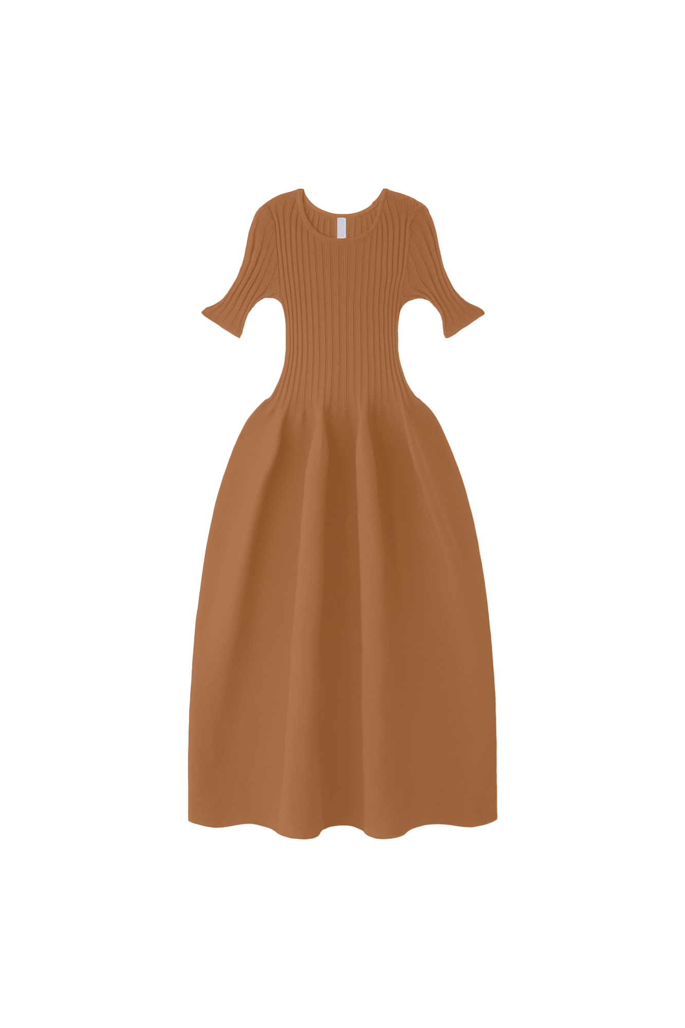 POTTERY SHORT SLEEVE DRESS - SADDLE BROWN