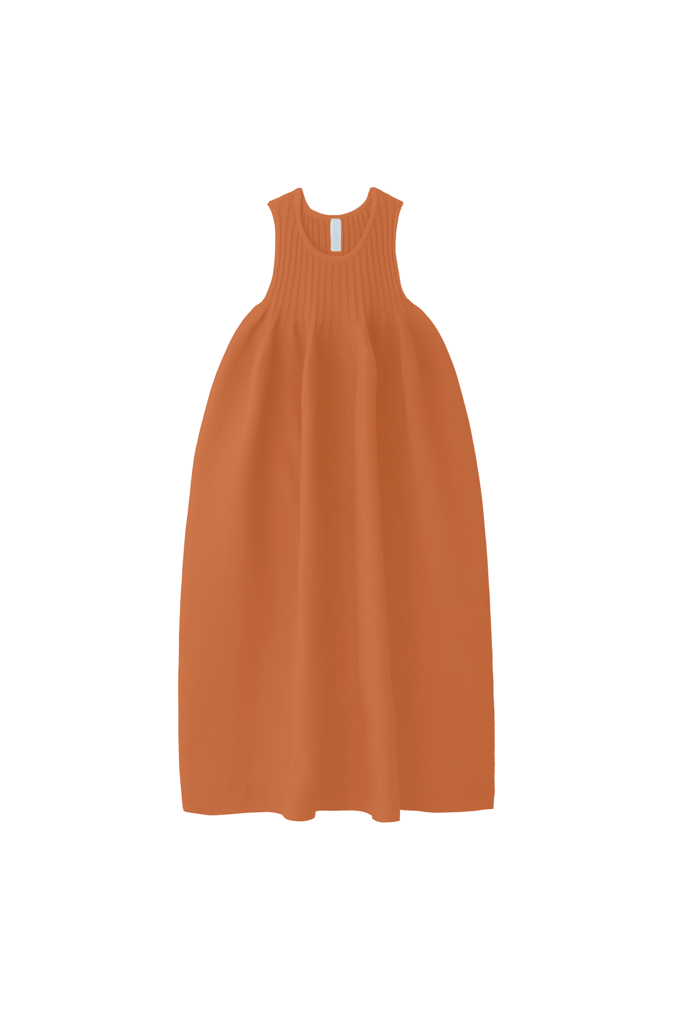 POTTERY SLEEVELESS BUST FLARE DRESS - ORANGE OCHRE