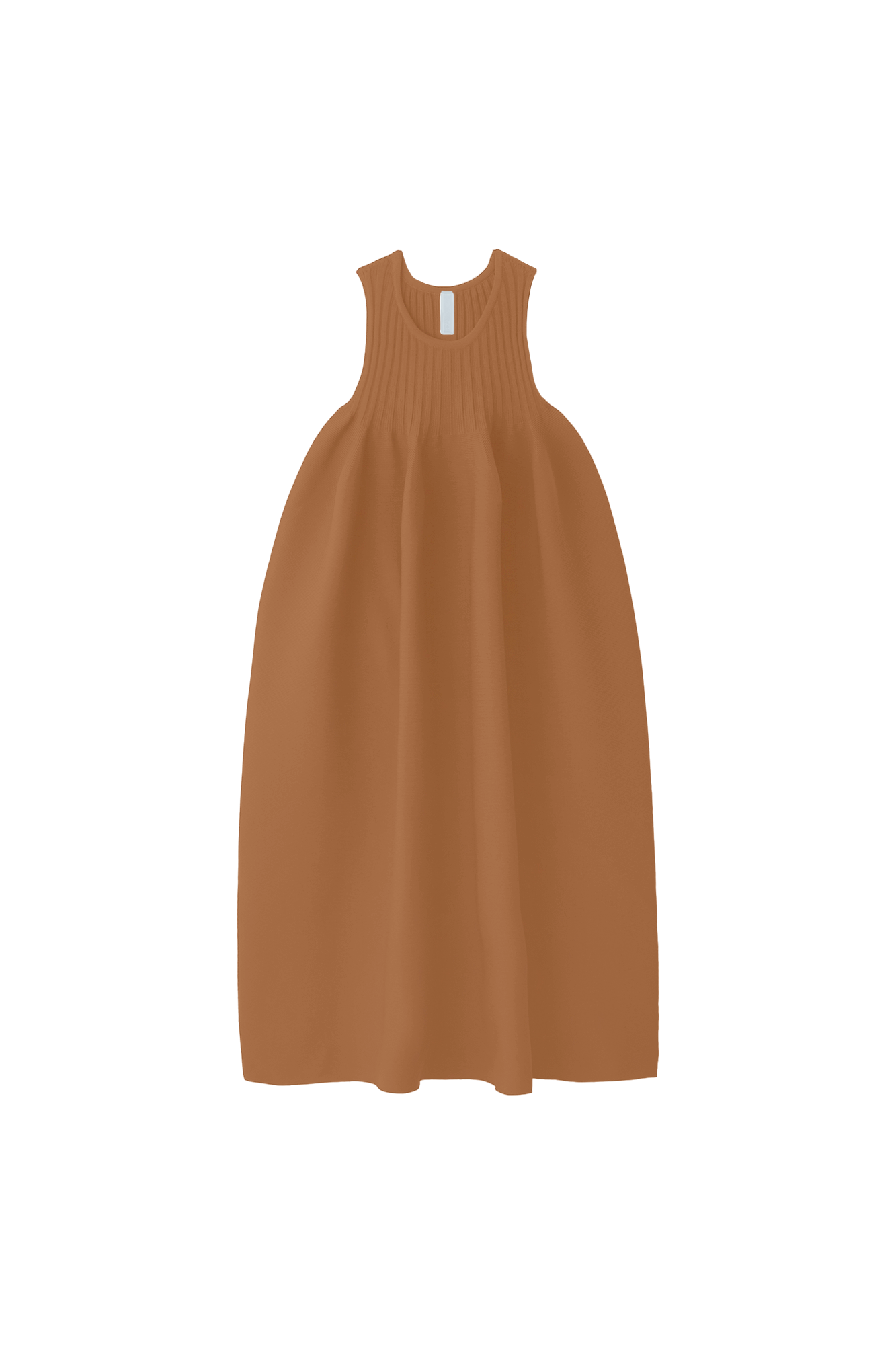 POTTERY SLEEVELESS BUST FLARE DRESS - SADDLE BROWN