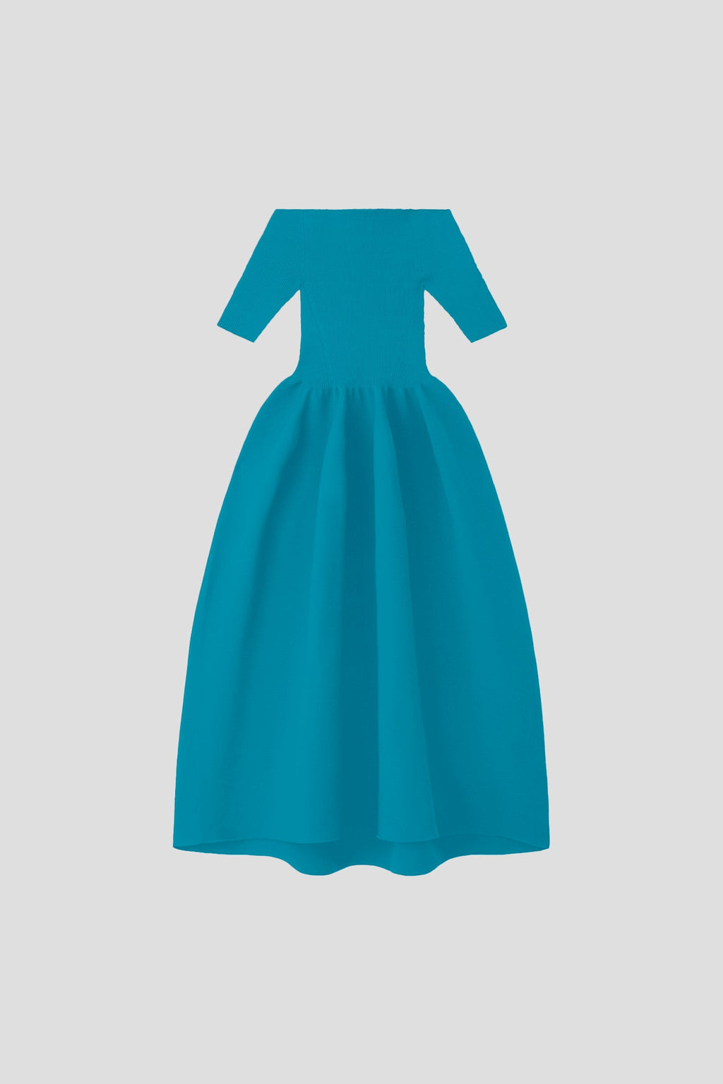 POTTERY HS OFF SHOULDER SHORT SLEEVE DRESS - CYAN