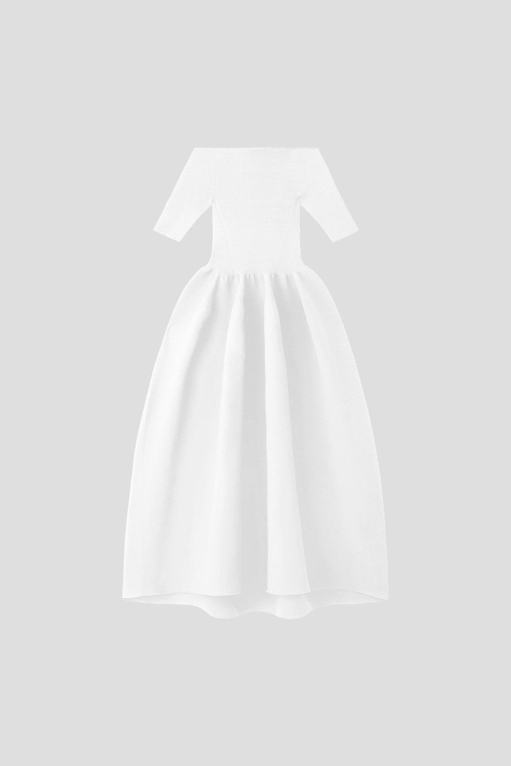 POTTERY HS OFF SHOULDER SHORT SLEEVE DRESS - WHITE
