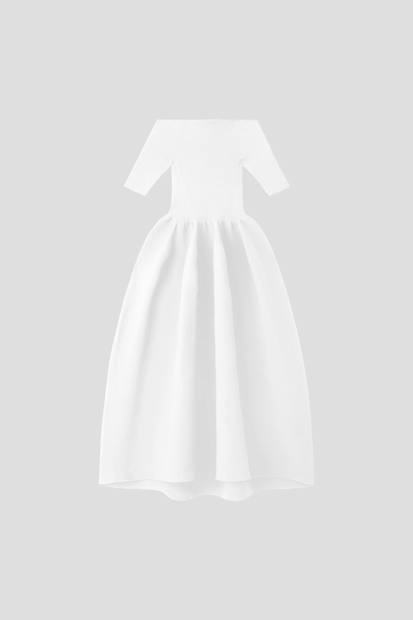 POTTERY HS OFF SHOULDER SHORT SLEEVE DRESS - WHITE