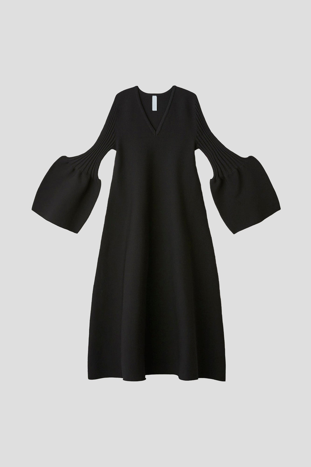 POTTERY LONG BELL SLEEVE FLARE DRESS - BLACK