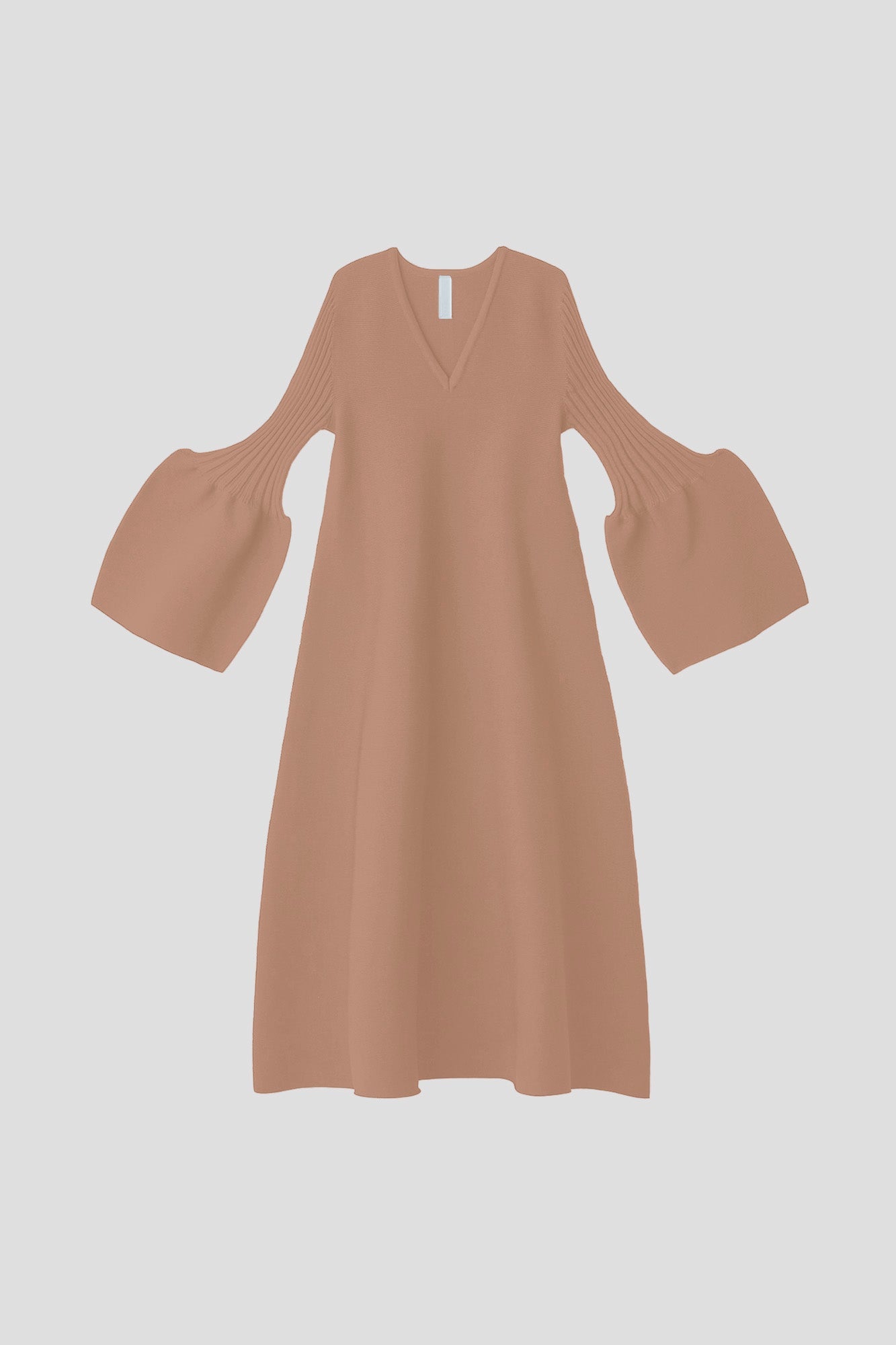 POTTERY LONG BELL SLEEVE FLARE DRESS - HAZELNUT