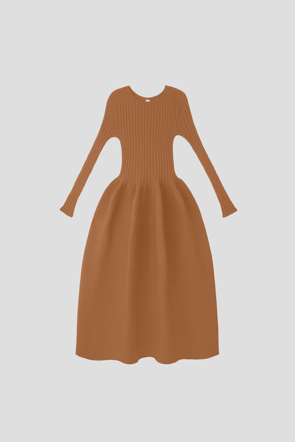 POTTERY LONG SLEEVE DRESS - SADDLE BROWN
