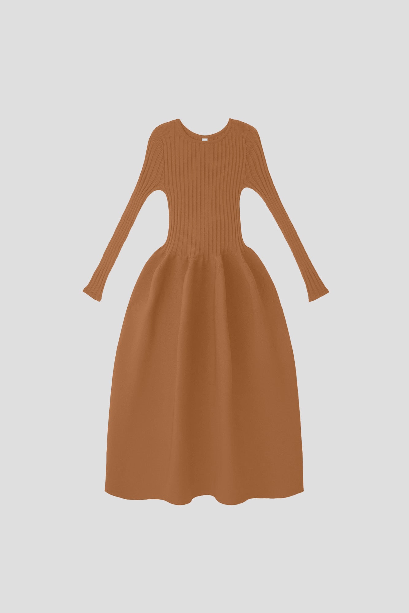 POTTERY LONG SLEEVE DRESS - SADDLE BROWN