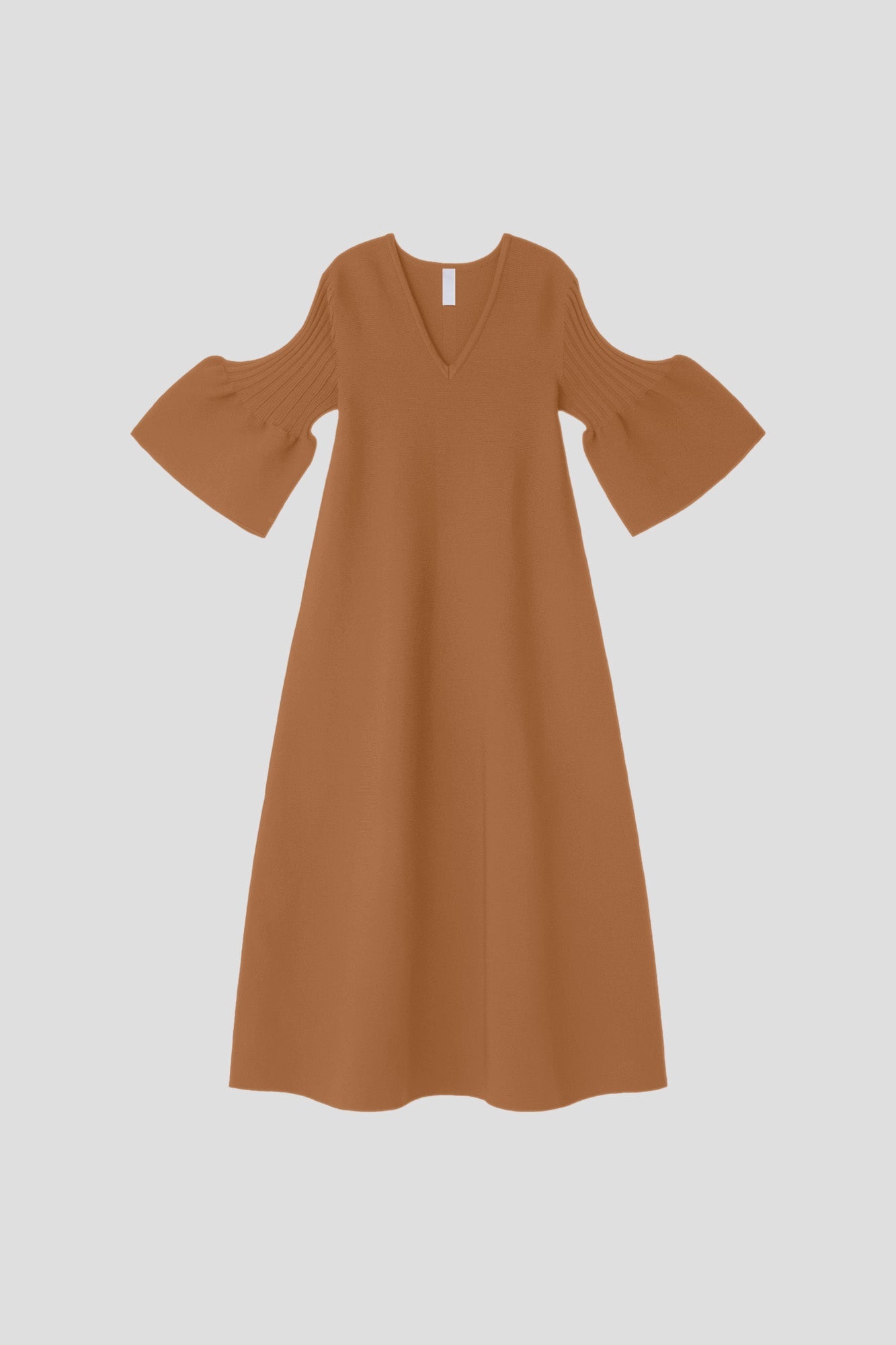 POTTERY SHORT BELL SLEEVE FLARE DRESS - SADDLE BROWN