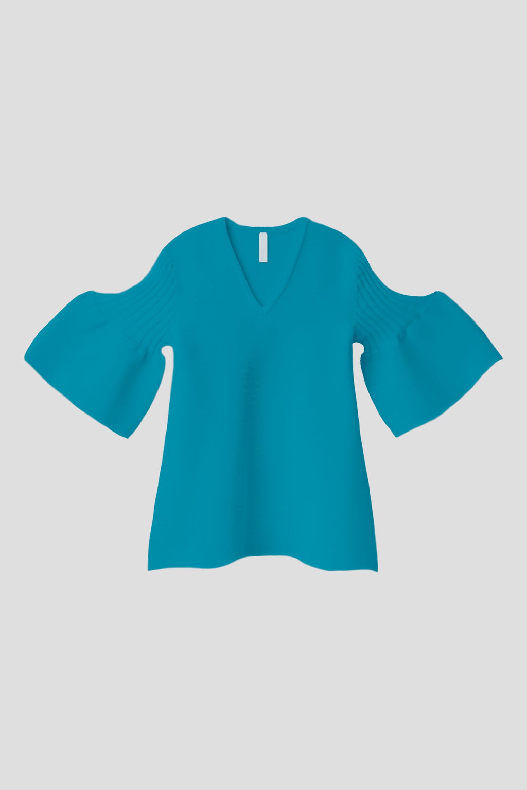 POTTERY SHORT BELL SLEEVE FLARE TOP - CYAN