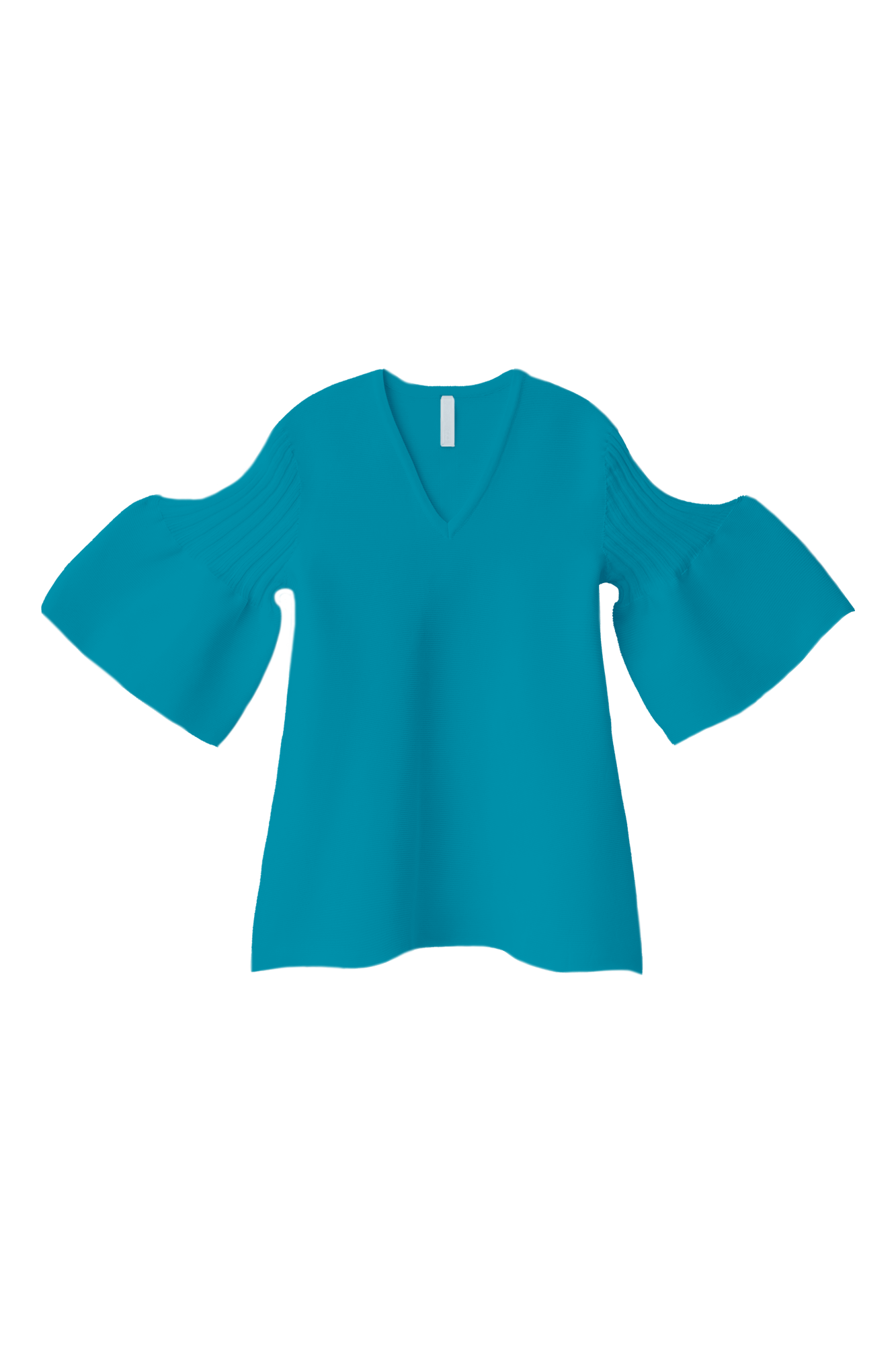 POTTERY SHORT BELL SLEEVE FLARE TOP - CYAN