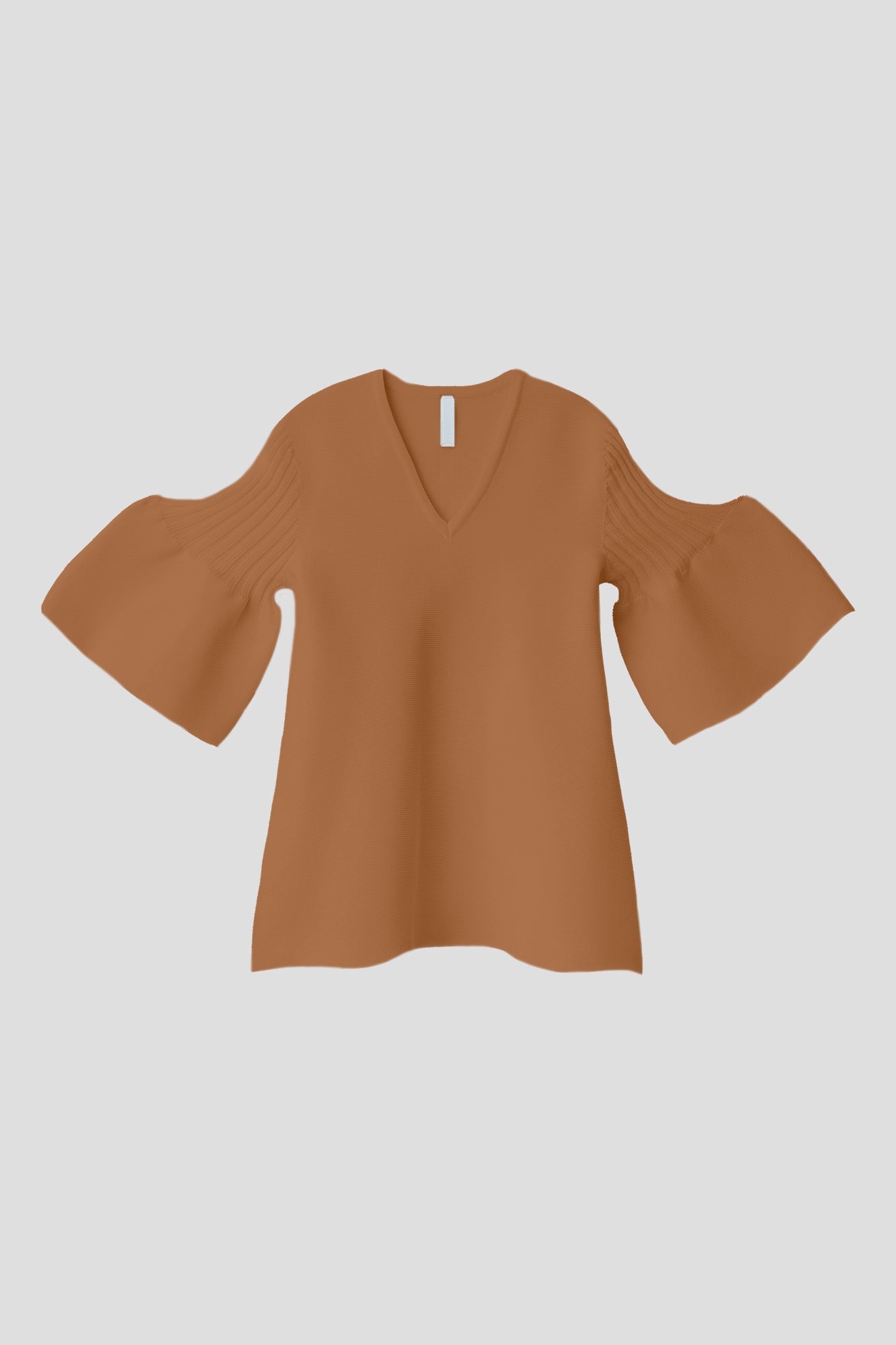 POTTERY SHORT BELL SLEEVE FLARE TOP - SADDLE BROWN