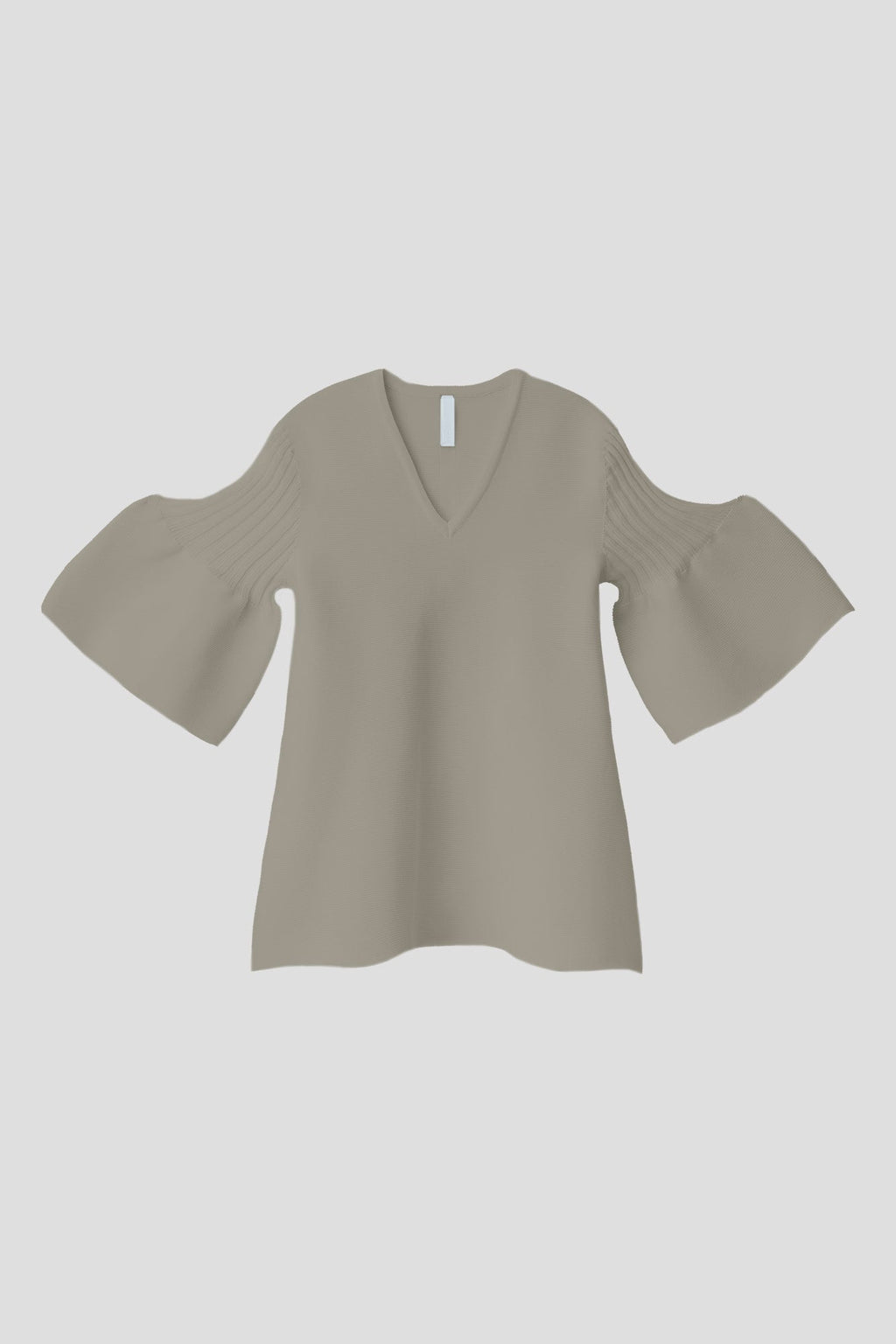 POTTERY SHORT BELL SLEEVE FLARE TOP - STONE GRAY