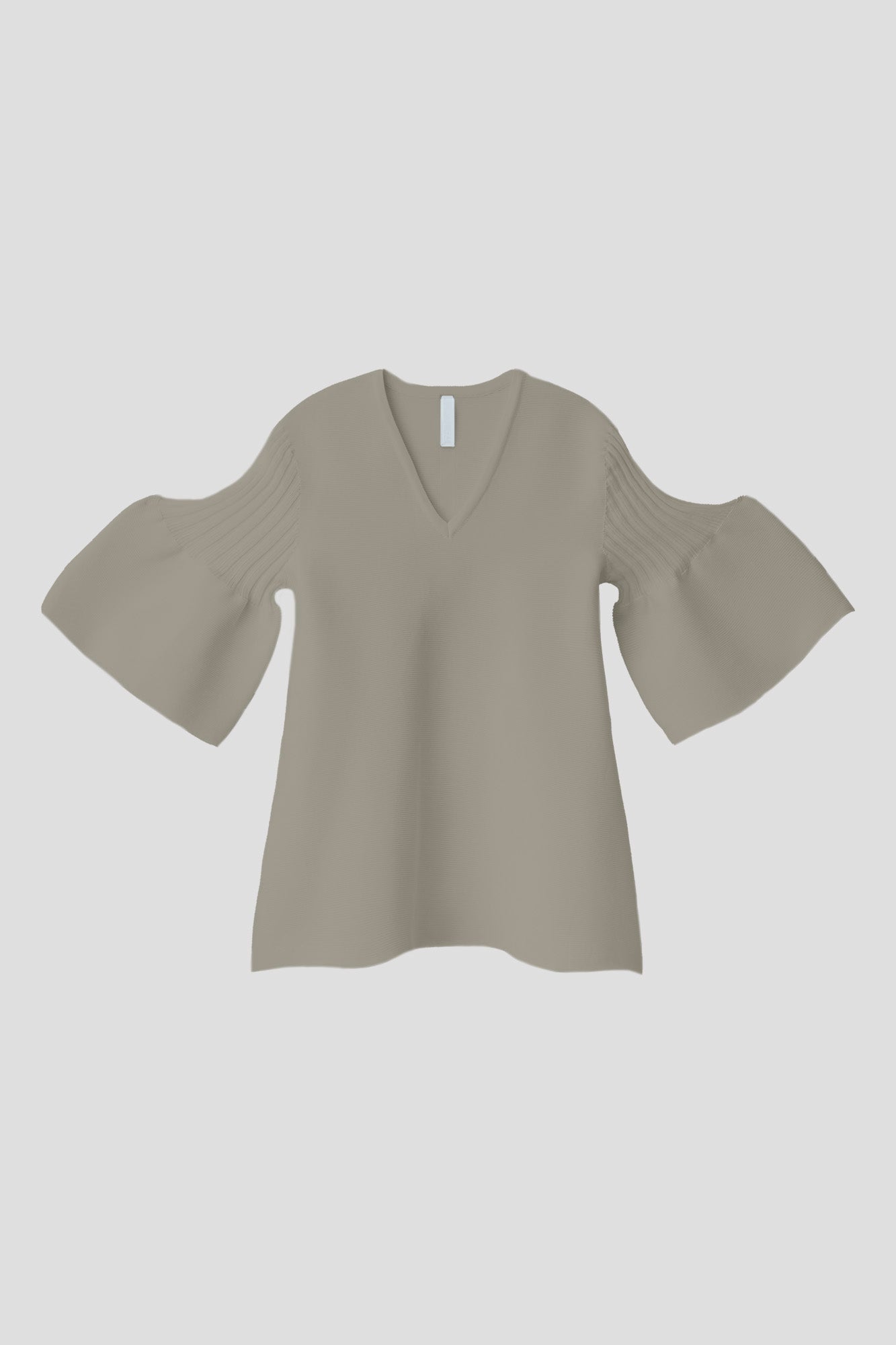 POTTERY SHORT BELL SLEEVE FLARE TOP - STONE GRAY