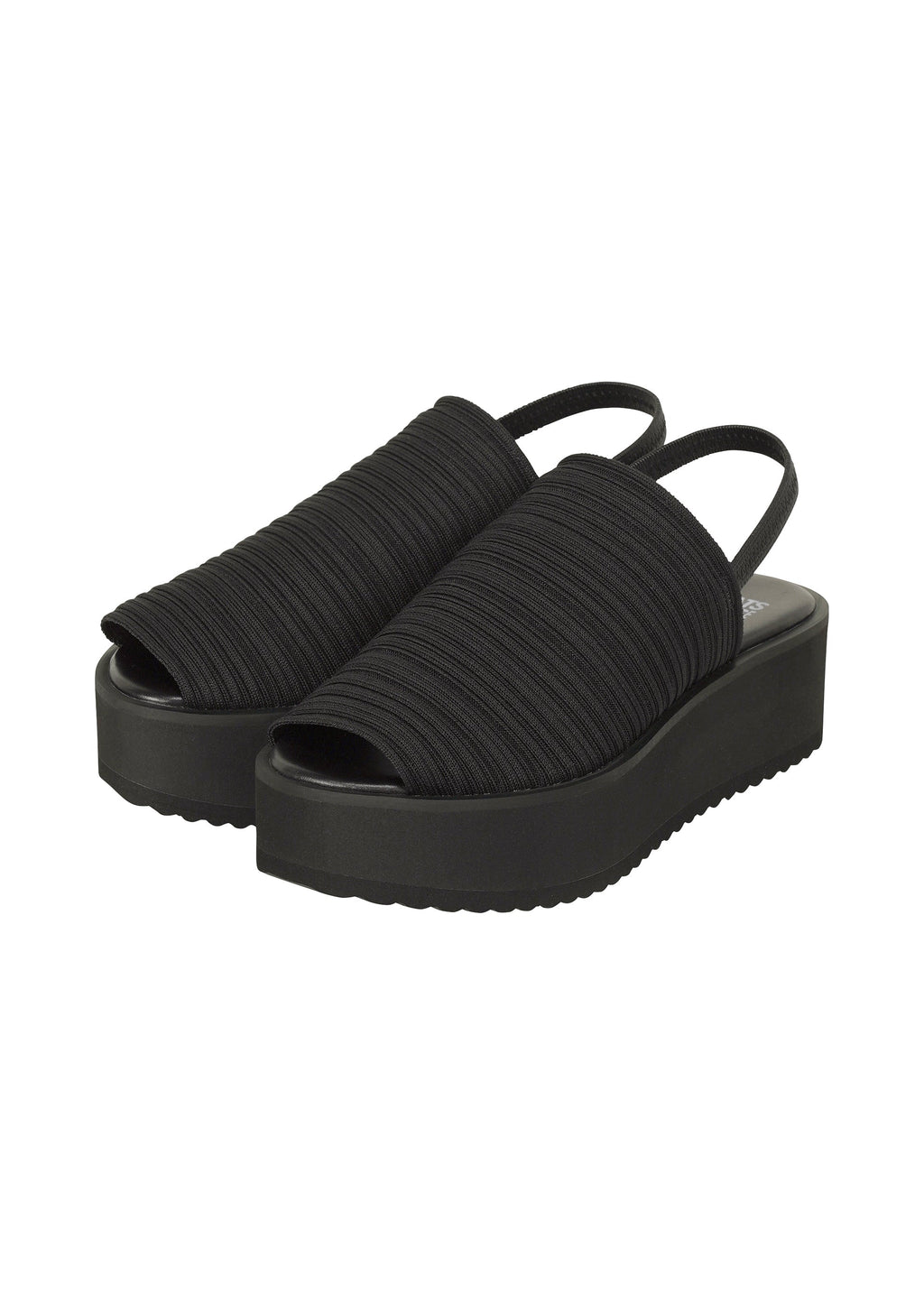 Pleats Knit Sandals - BLACK