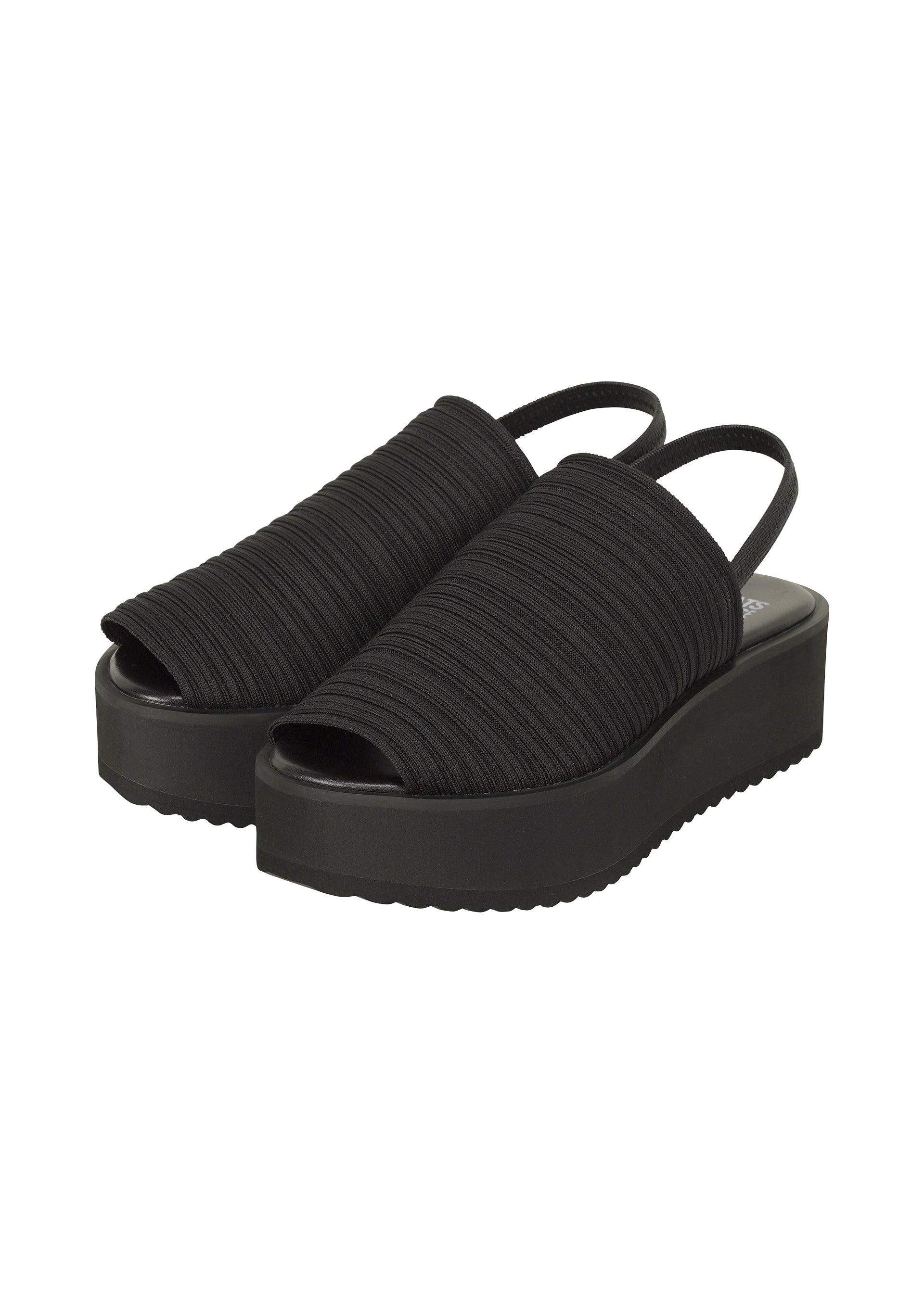 Pleats Knit Sandals - BLACK