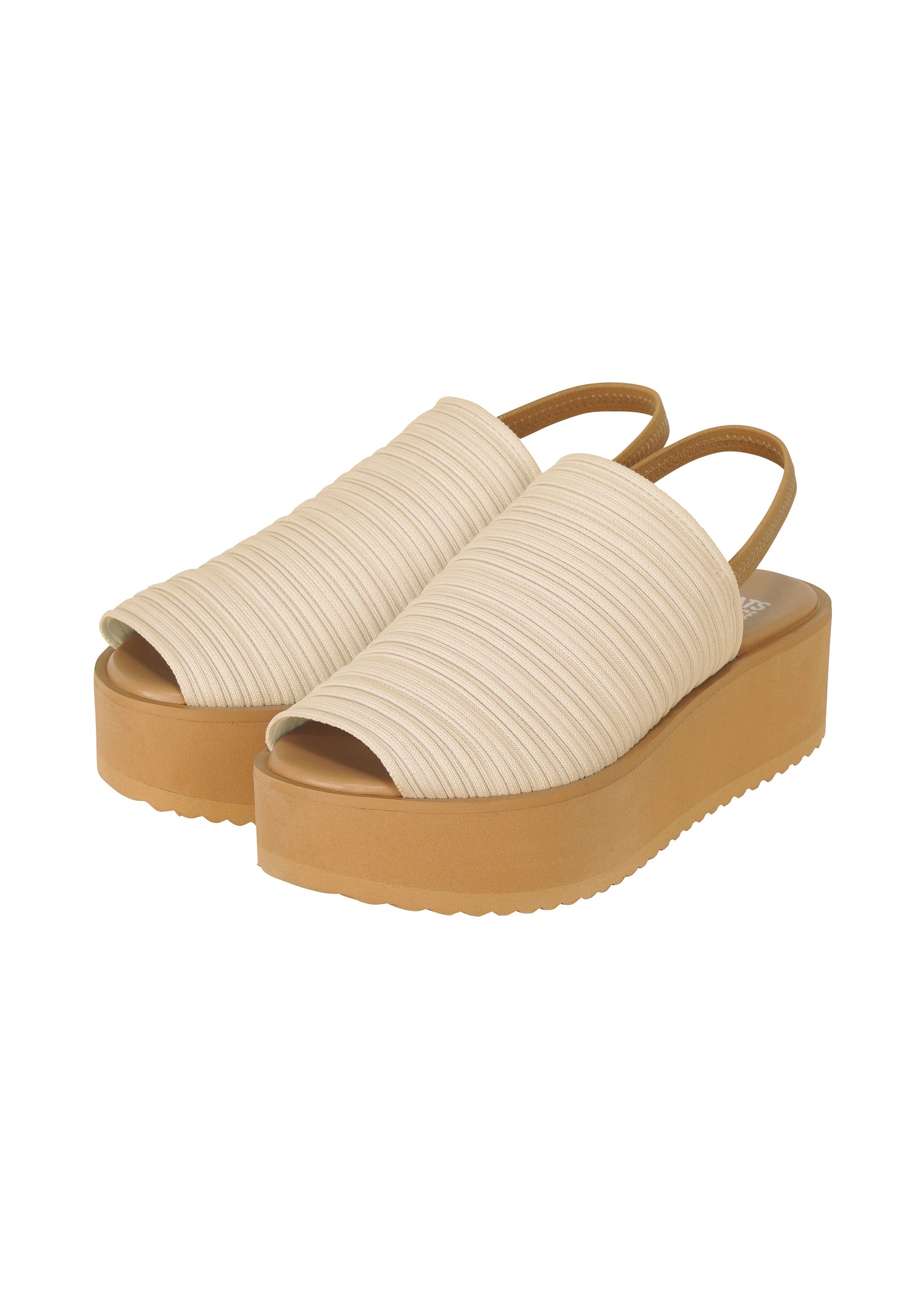 Pleats Knit Sandals - LIGHT BEIGE